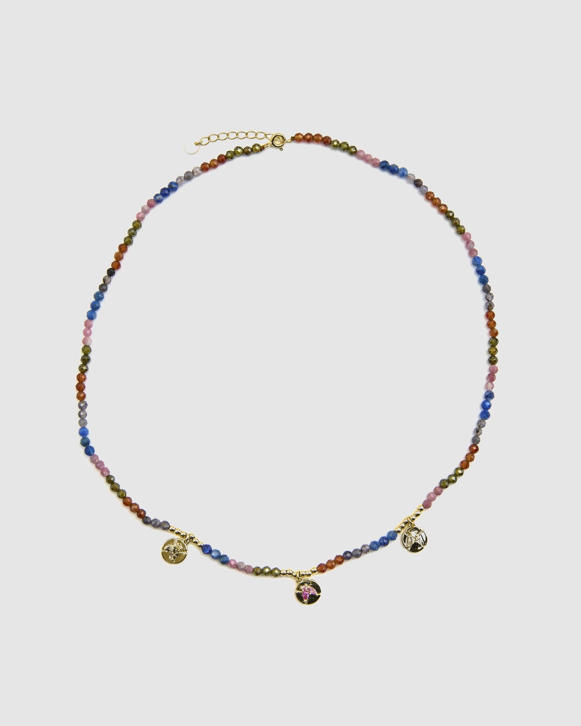 Colar Pide Un Deseo de Prata de Lei 925 com Acabamento em Ouro de 18 Quilates e Cristal Multicolor Ouro-3