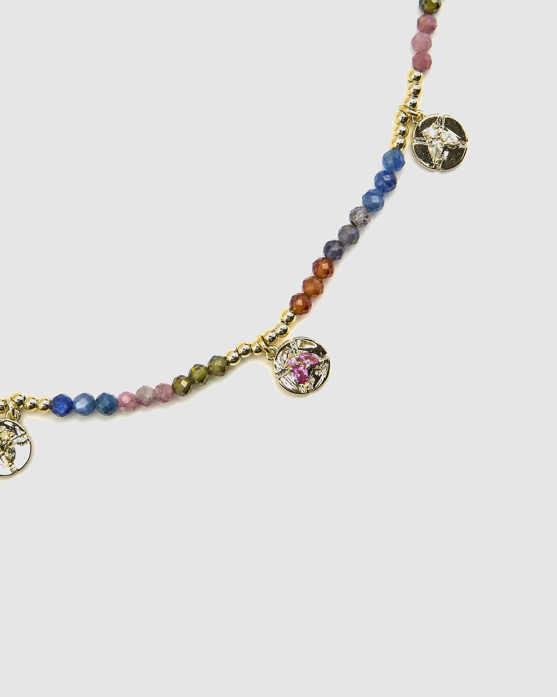 Colar Pide Un Deseo de Prata de Lei 925 com Acabamento em Ouro de 18 Quilates e Cristal Multicolor Ouro-6