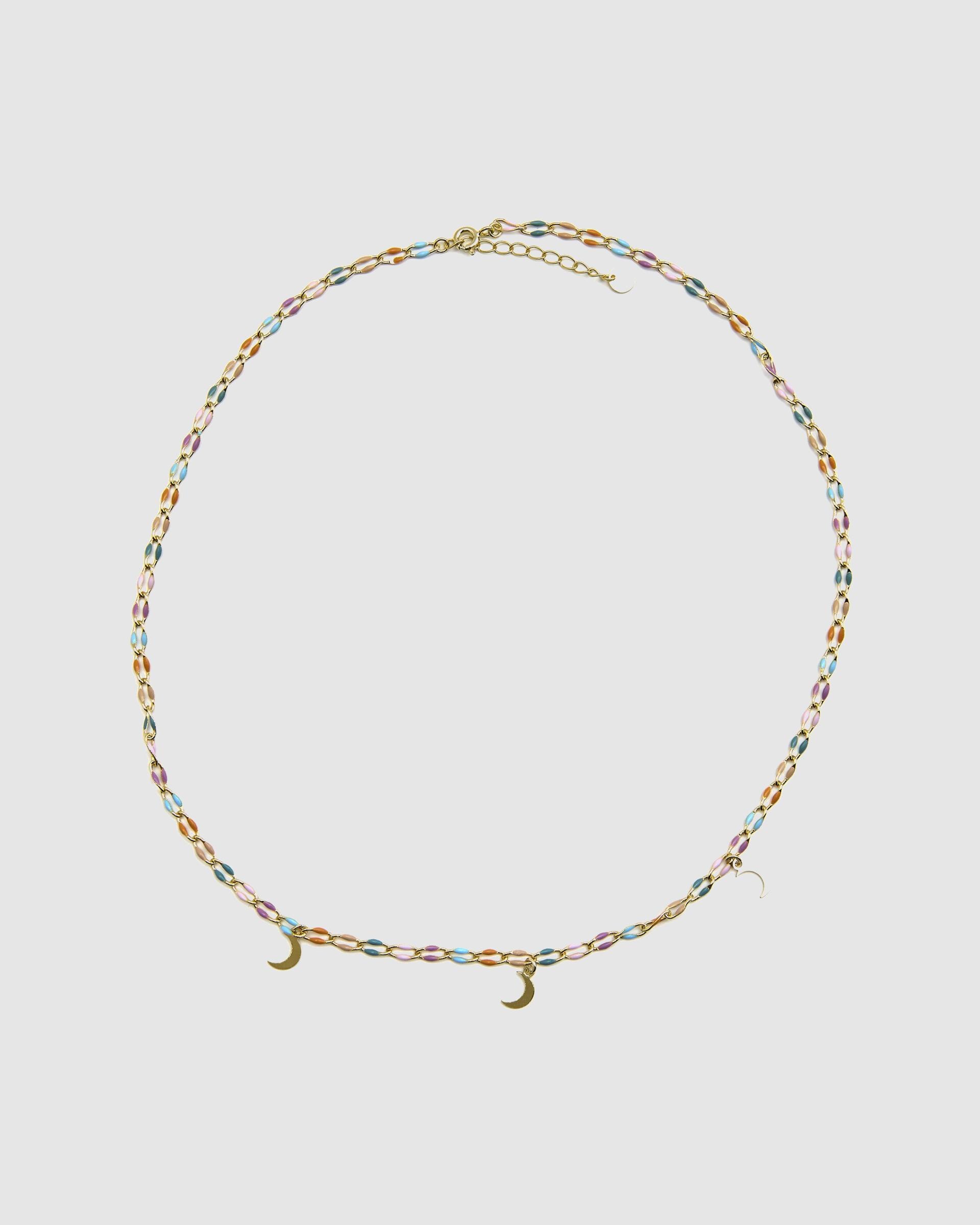 Colar Pide Un Deseo de Prata de Lei 925 com Acabamento em Ouro Amarelo de 18 Quilates e Lacado Multicolor Ouro-3