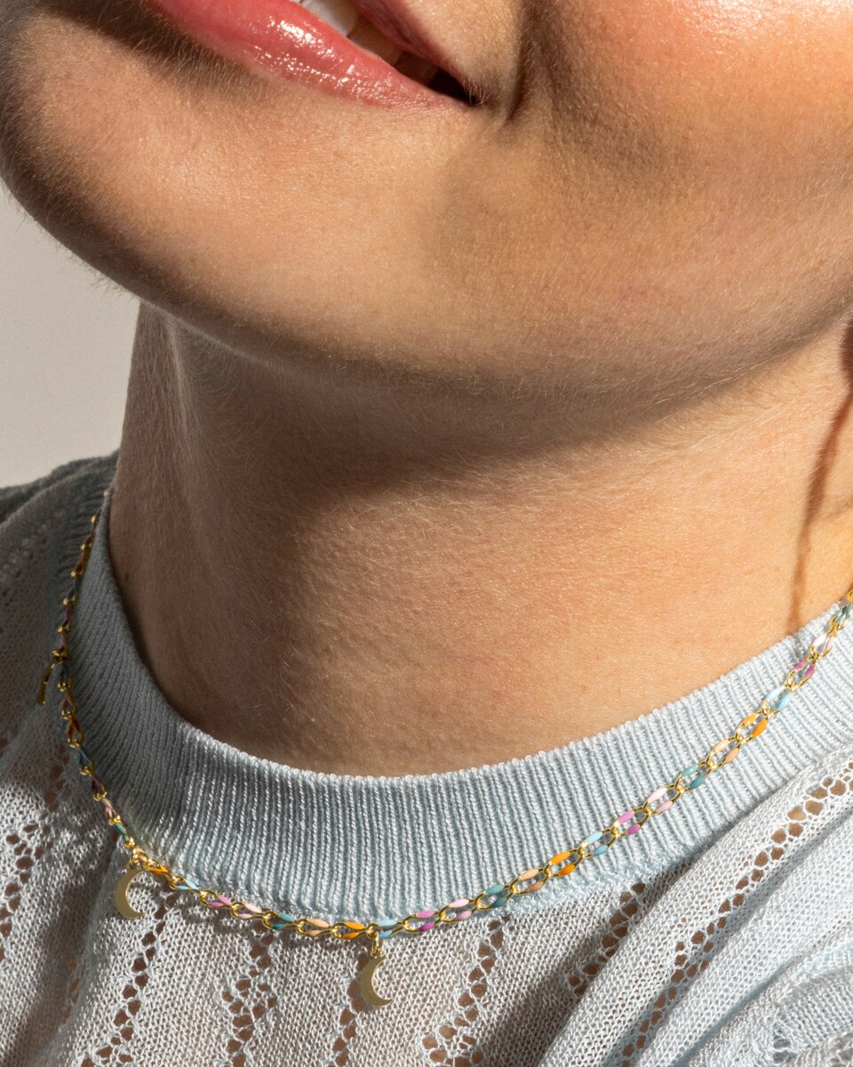 Colar Pide Un Deseo de Prata de Lei 925 com Acabamento em Ouro Amarelo de 18 Quilates e Lacado Multicolor Ouro-4
