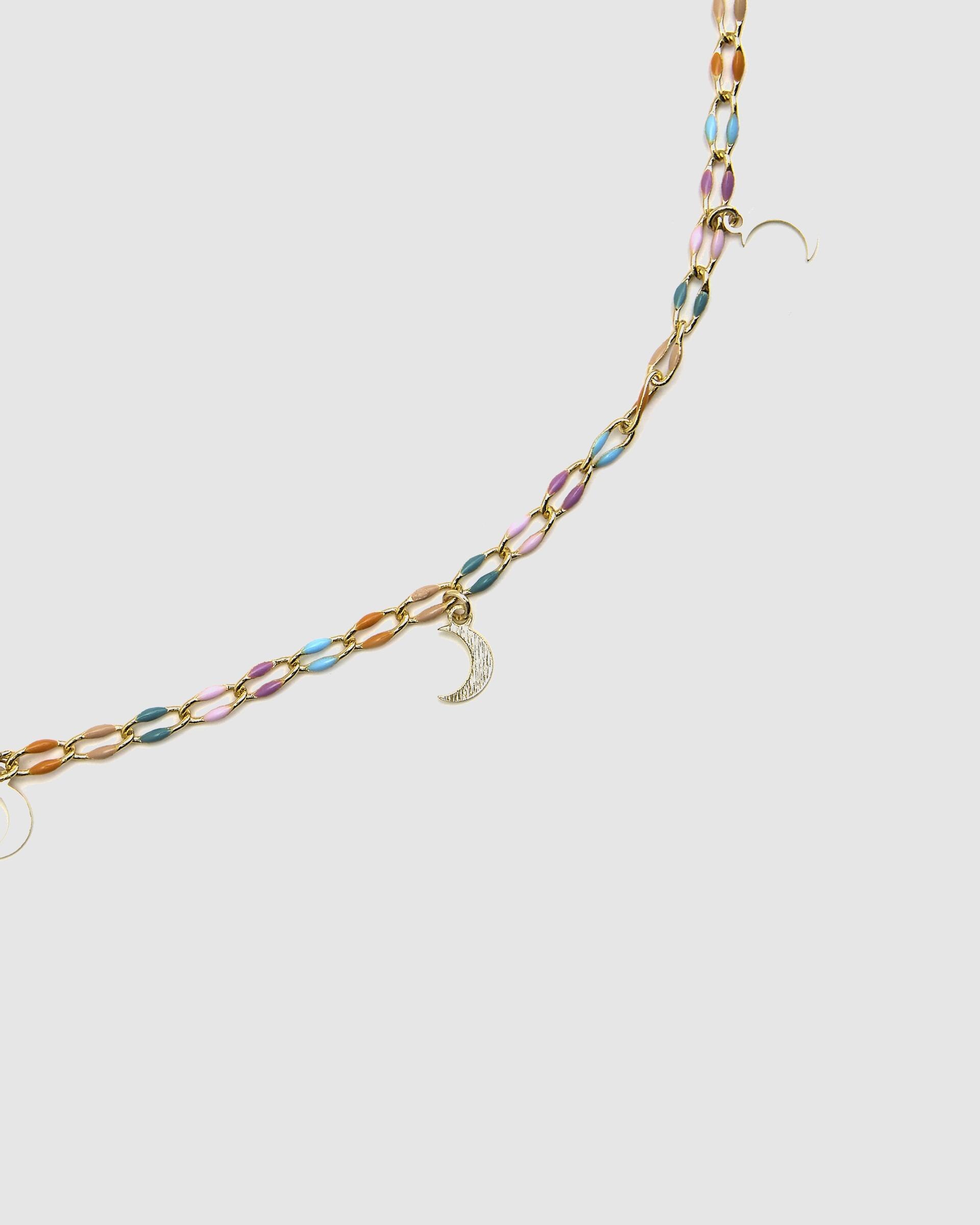 Colar Pide Un Deseo de Prata de Lei 925 com Acabamento em Ouro Amarelo de 18 Quilates e Lacado Multicolor Ouro-6