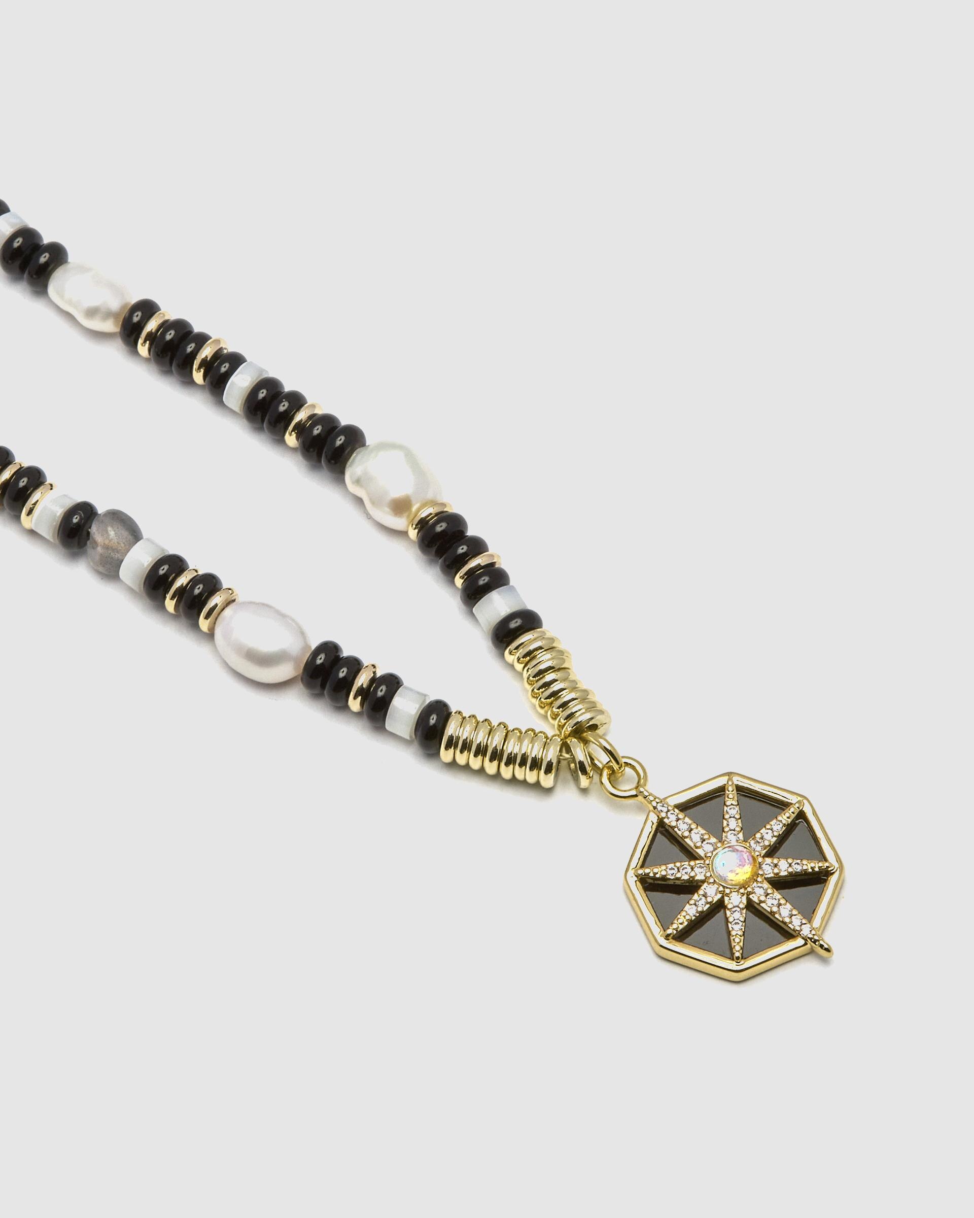 Colar Trendy de Prata de Lei 925 com Acabamento em Ouro Amarelo de 18 Quilates e Ónix Ouro / Prata-6