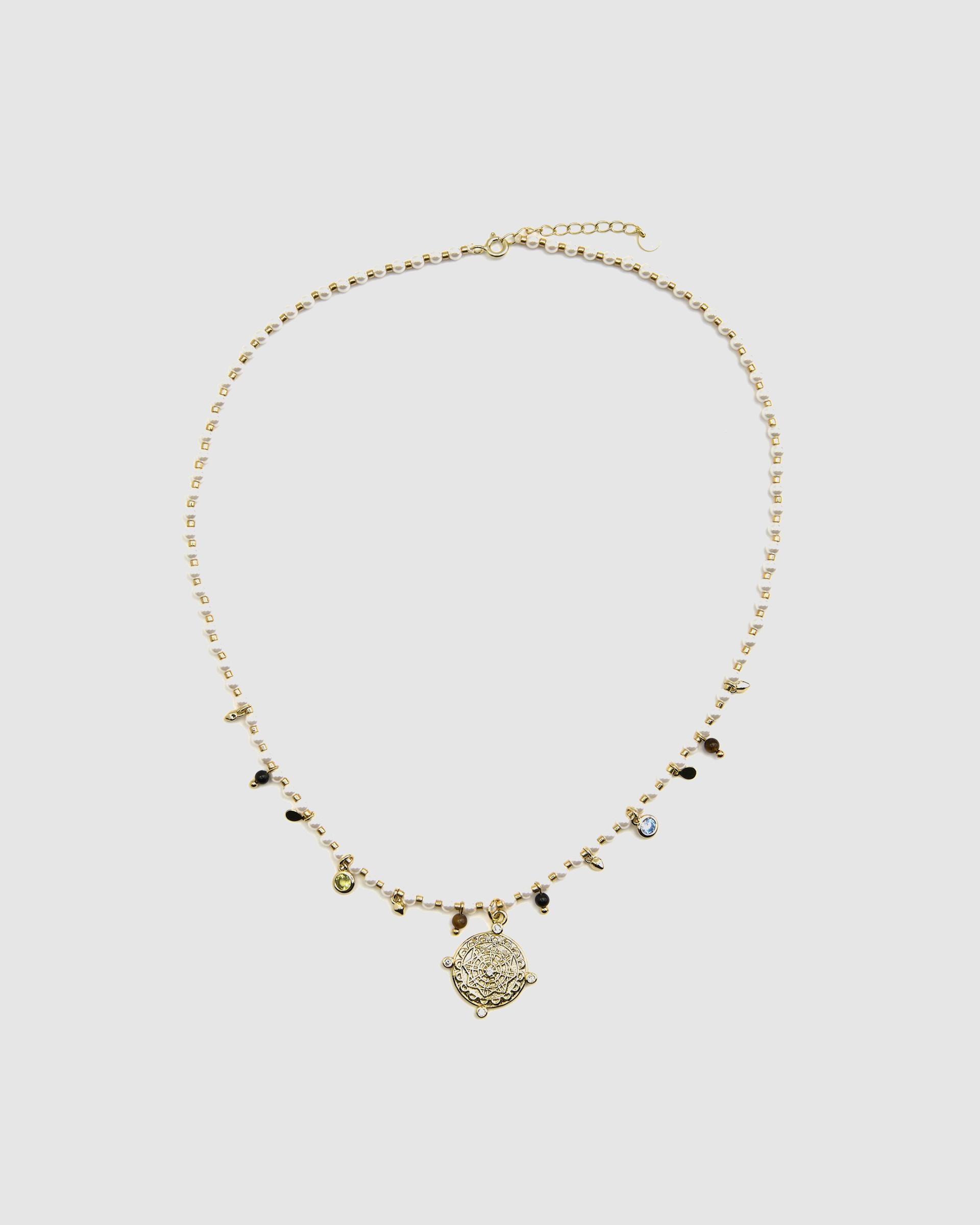 Colar Trendy de Prata de Lei 925 com Acabamento em Ouro Amarelo de 18 Quilates e Pérola Branca Ouro-3