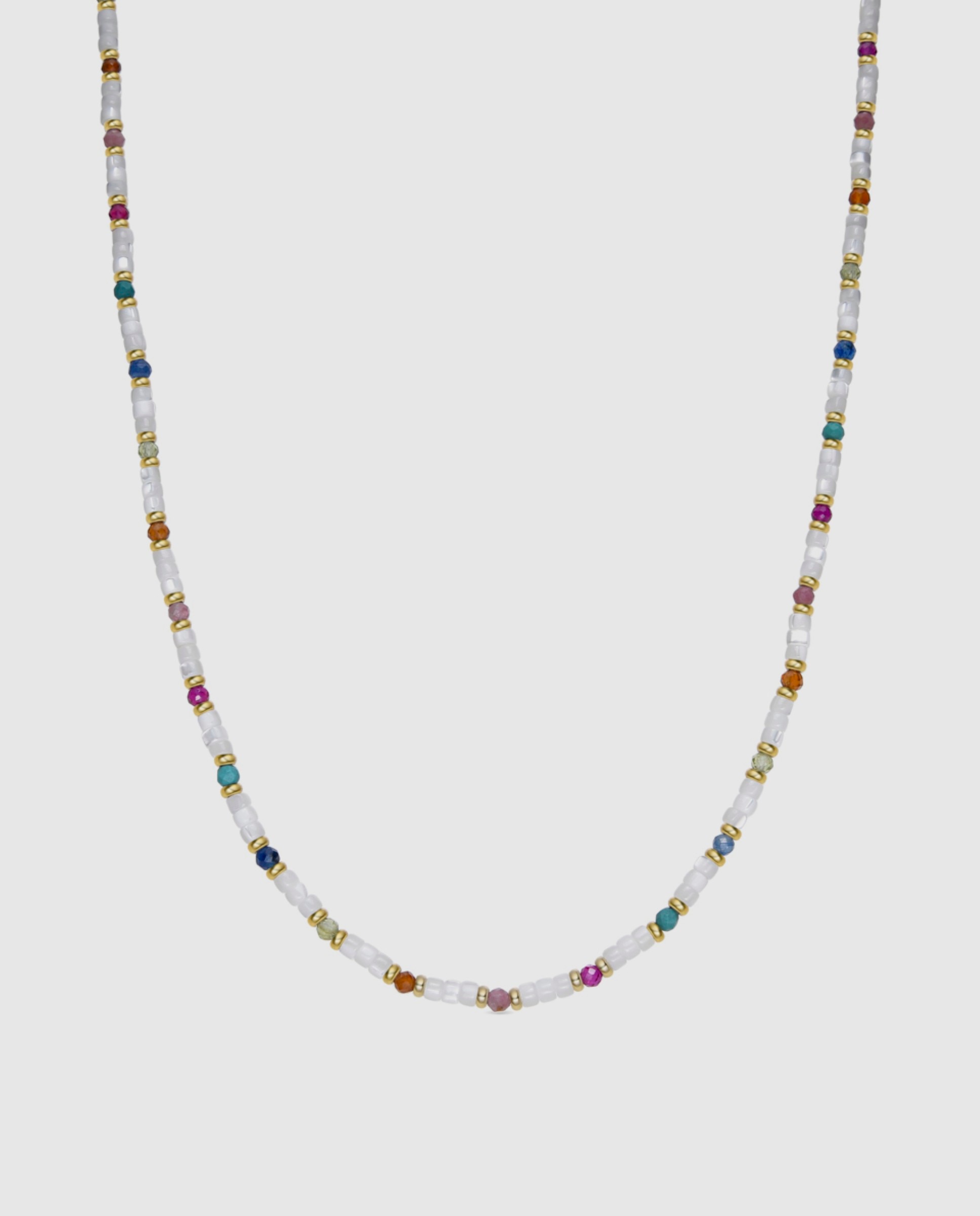 Colar Boho com Acabamento em Ouro Amarelo de 18 Quilates e Madrepérola Branca Branco-1