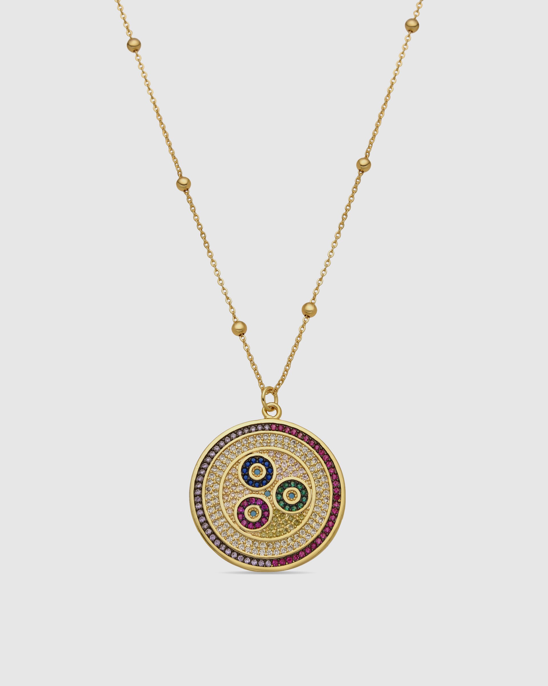 Colar Boho com Acabamento em Ouro Amarelo de 18 Quilates com Zirconita Multicolor Ouro-1