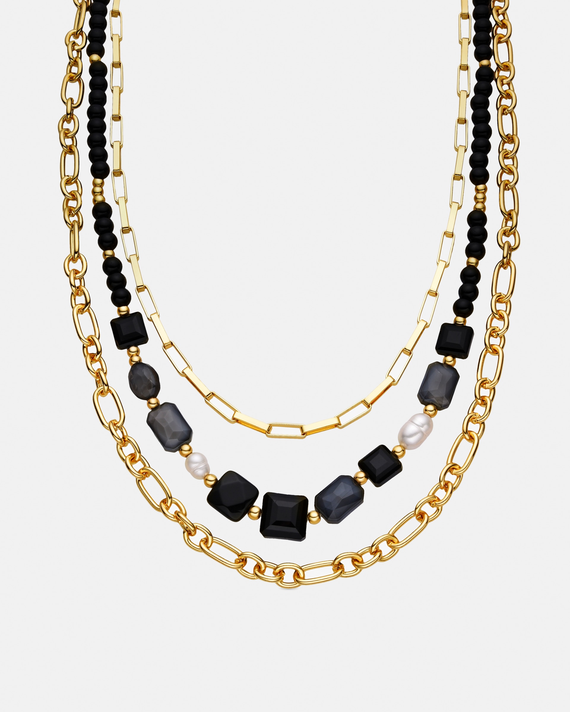 Colar Boho com Acabamento em Ouro Amarelo de 18 Quilates e Resina Preta Ouro-1