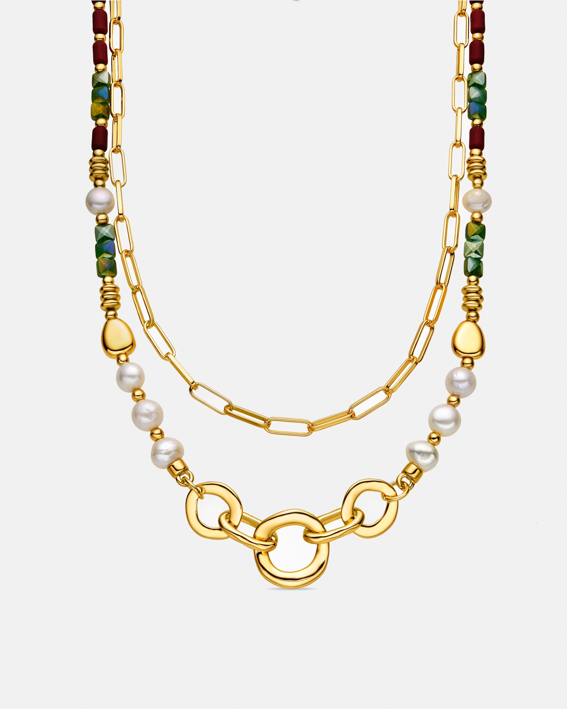 Colar Boho com Acabamento em Ouro de 18 Quilates com Pérola Branca Ouro-1
