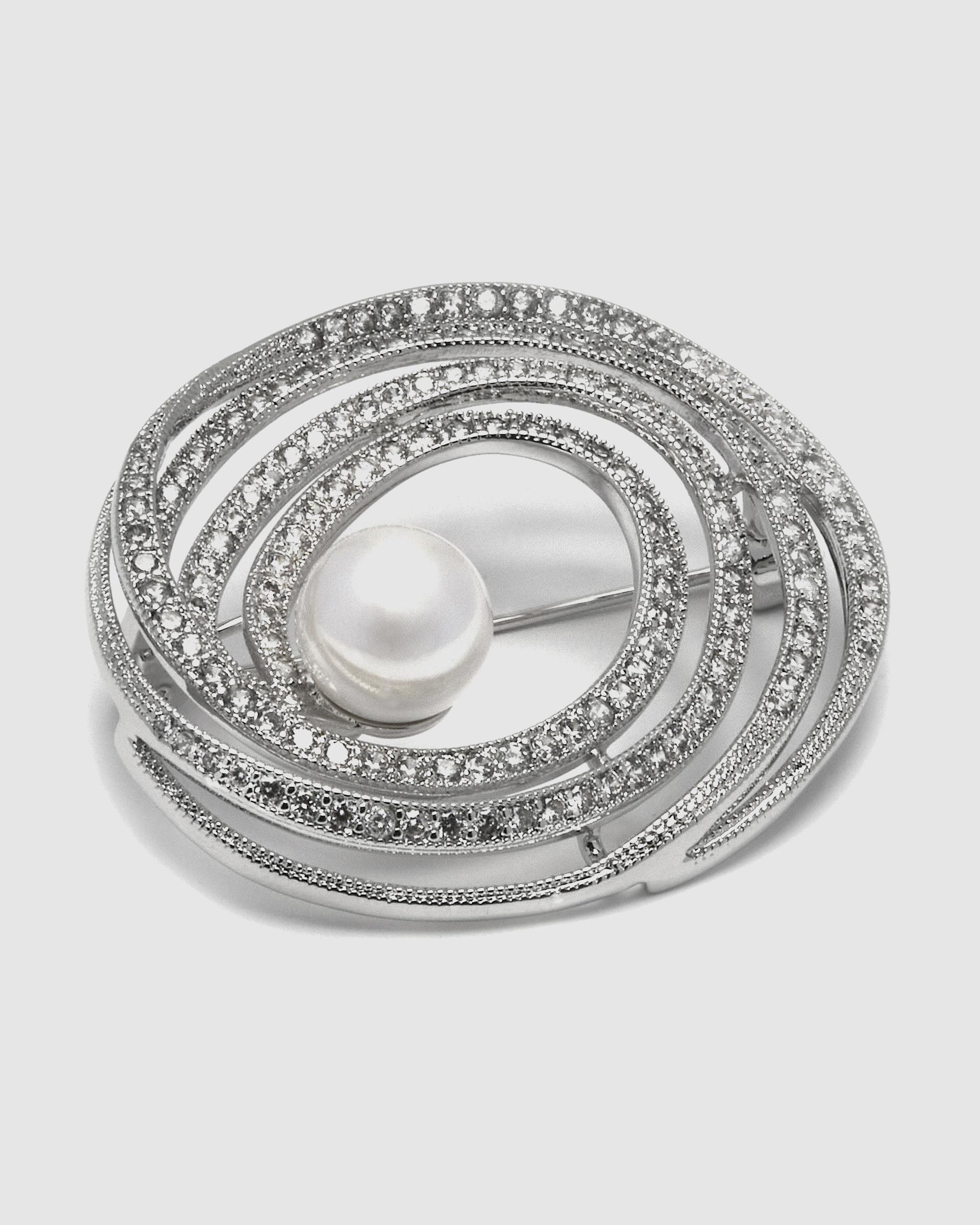 Broche África com Acabamento em Ródio e Zirconita Brilhante Prata-3