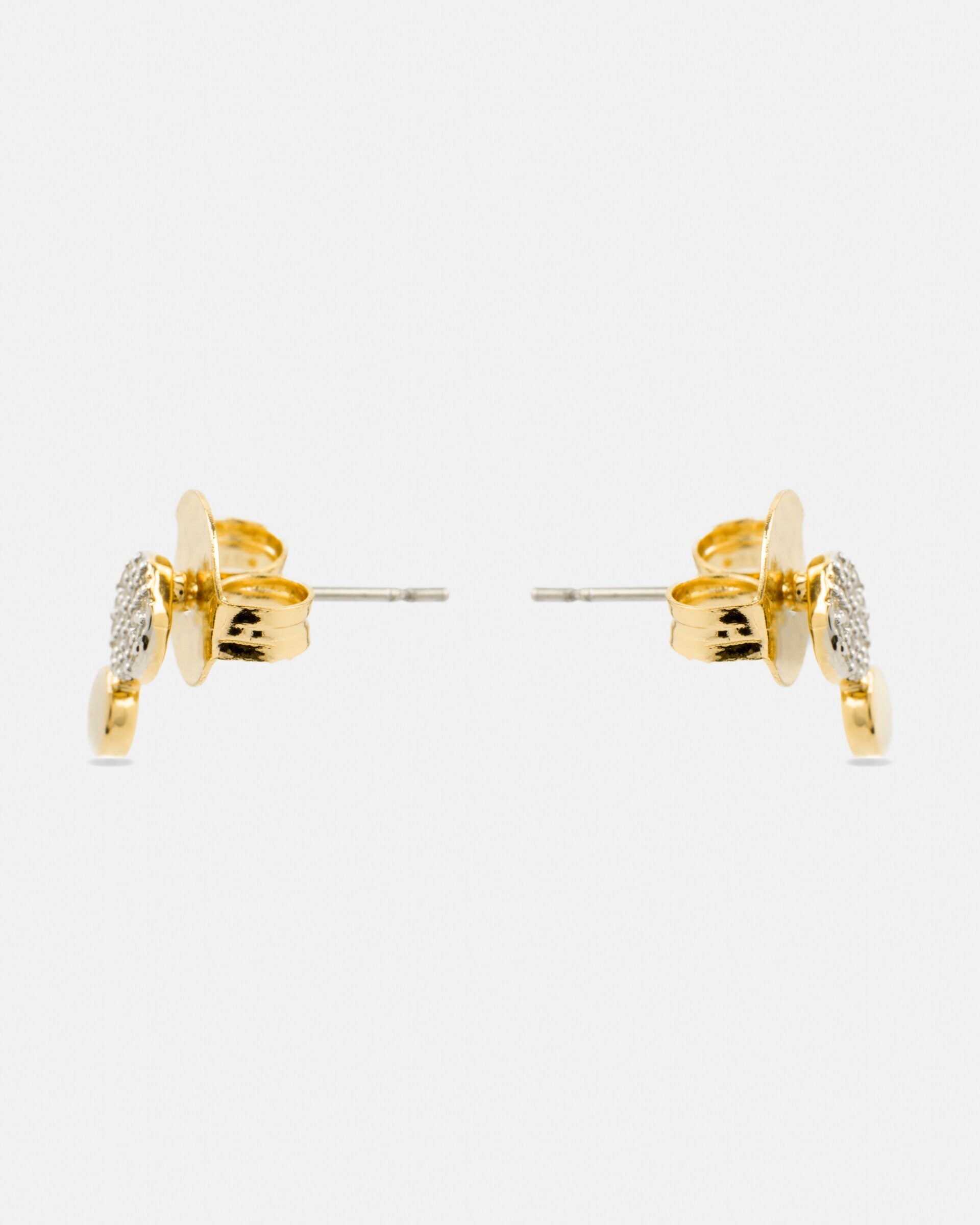 Brincos Basic Acabados em Ouro Amarelo de 18 Quilates com Zirconita Brilhante Ouro / Prata-3