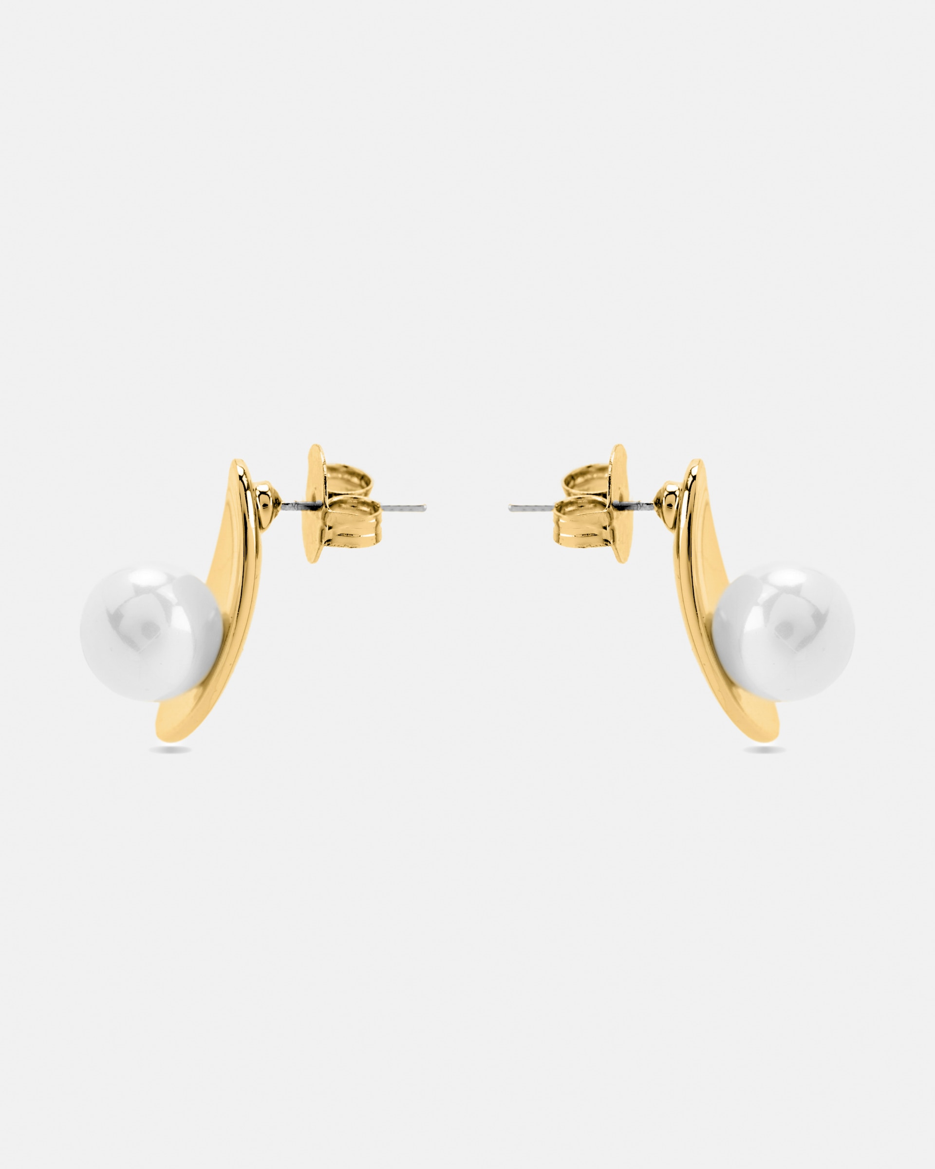 Brincos Basic Acabados em Ouro Amarelo de 18 Quilates com Pérola Branca Ouro-3