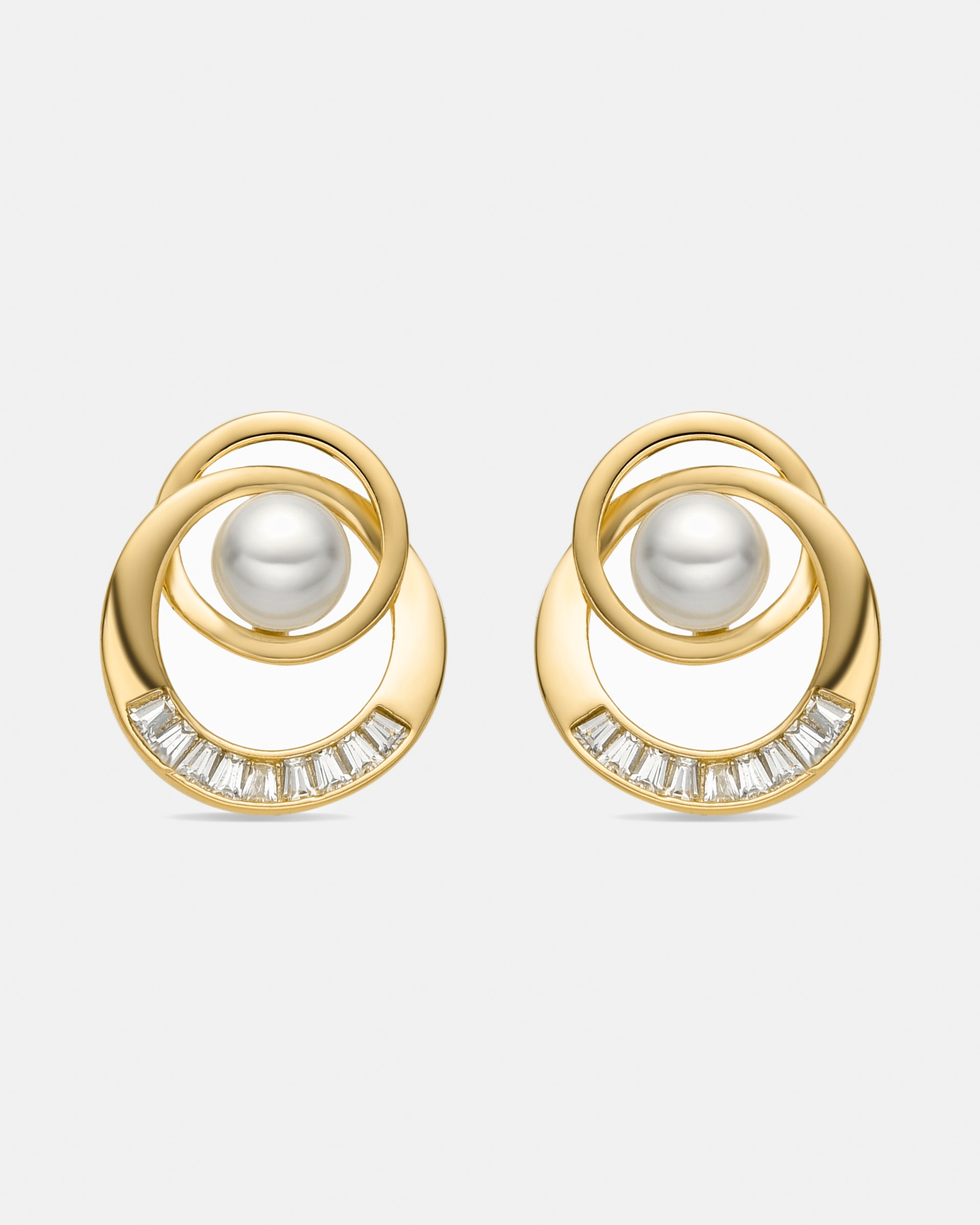 Brincos Basic Acabados em Ouro Amarelo de 18 Quilates com Pérola Branca Ouro-1