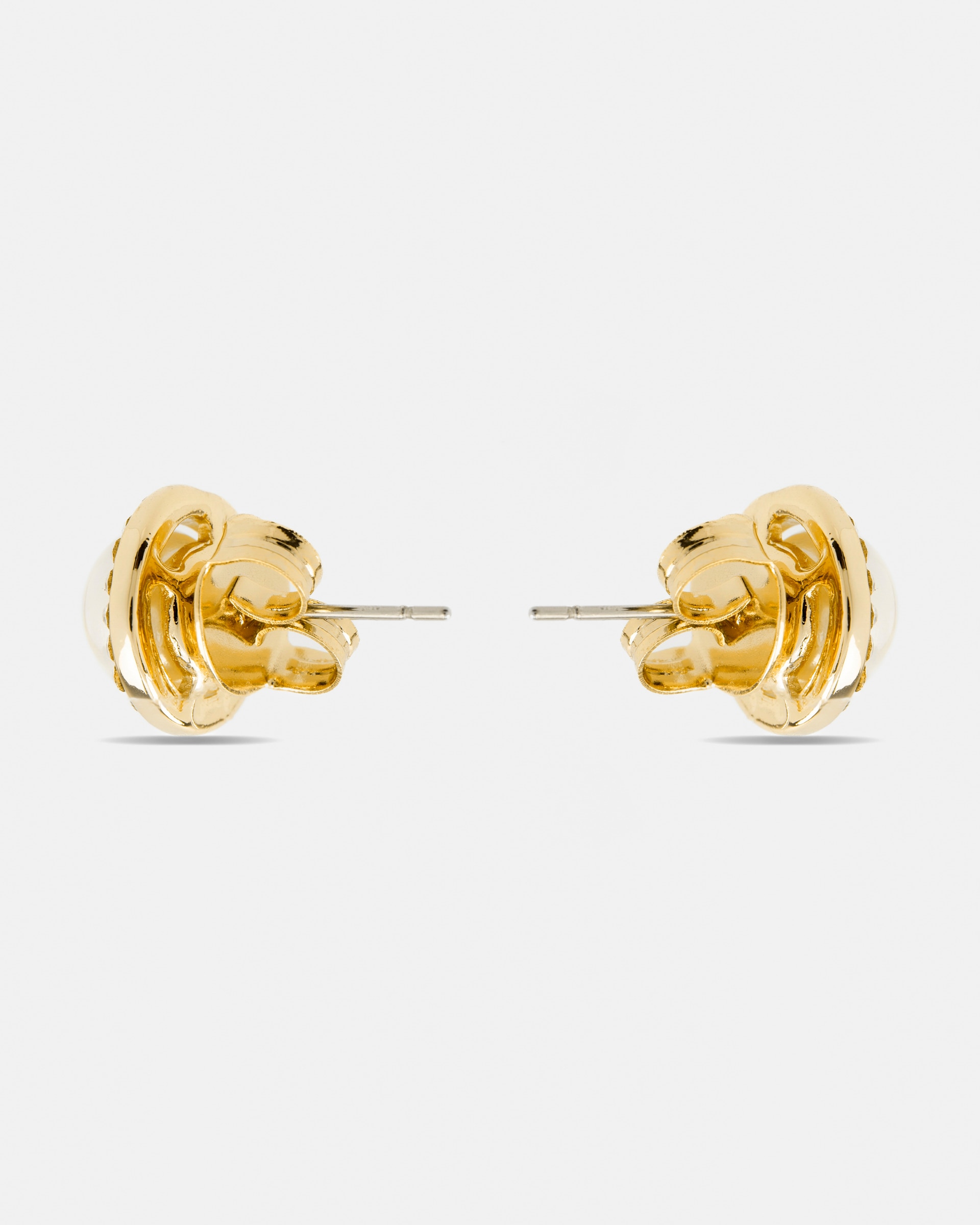 Brincos Grandes com Acabamentos em Ouro Amarelo de 18 Quilates com Pérola Branca Ouro-3