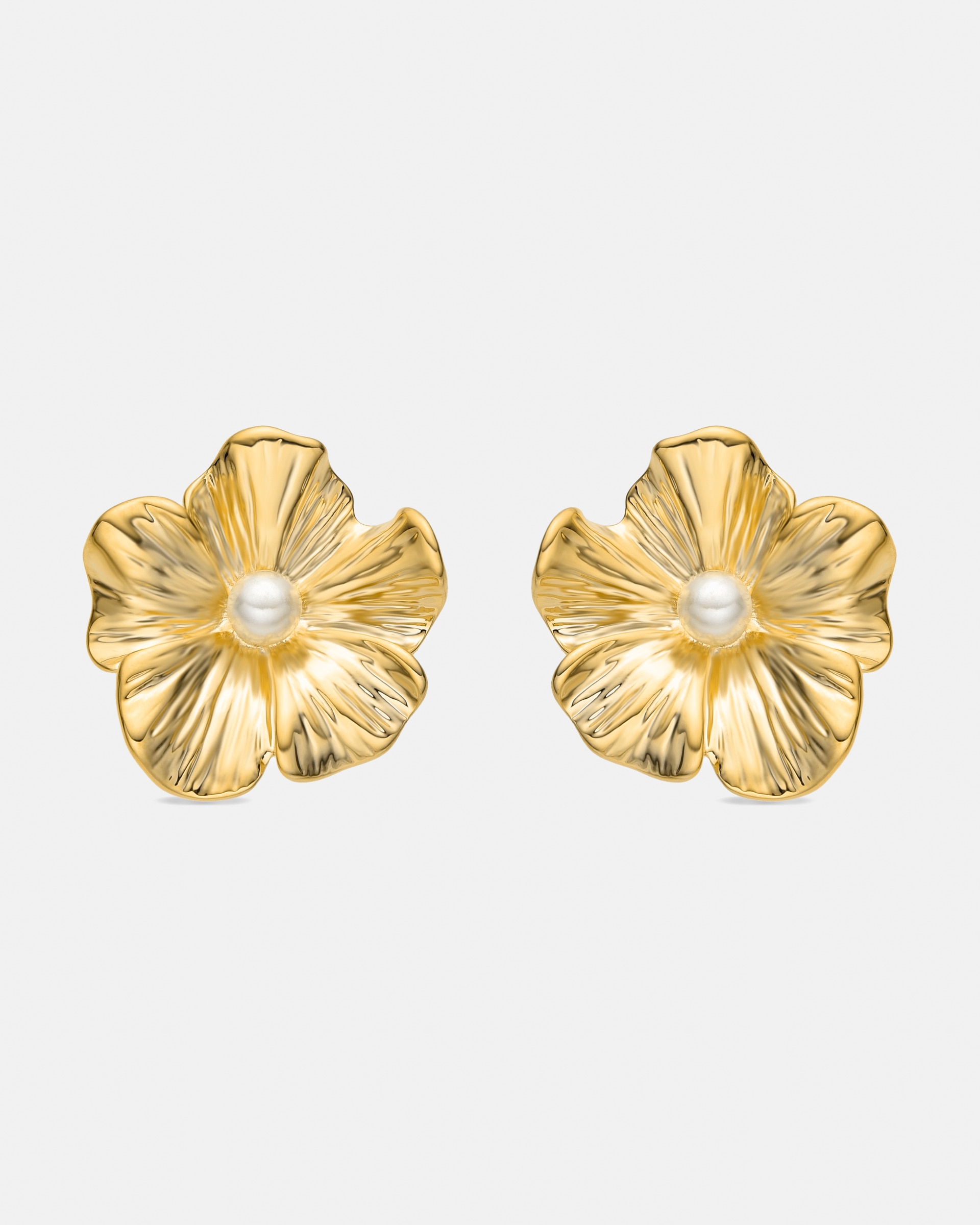 Imagem 0 de Brincos Grandes com Acabamento em Ouro Amarelo de 18 Quilates com Pérola Branca