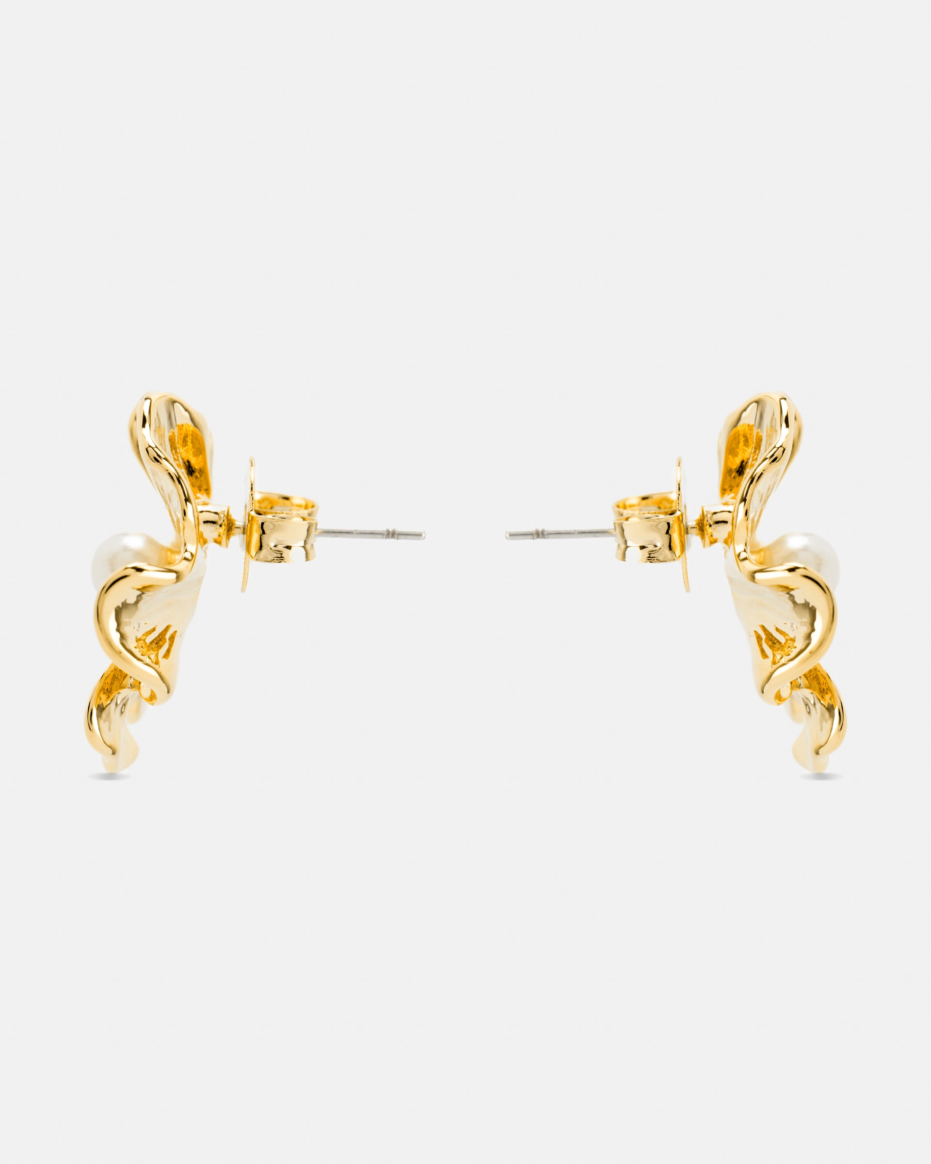 Brincos Basic Acabados em Ouro Amarelo de 18 Quilates com Pérola Branca Ouro-3