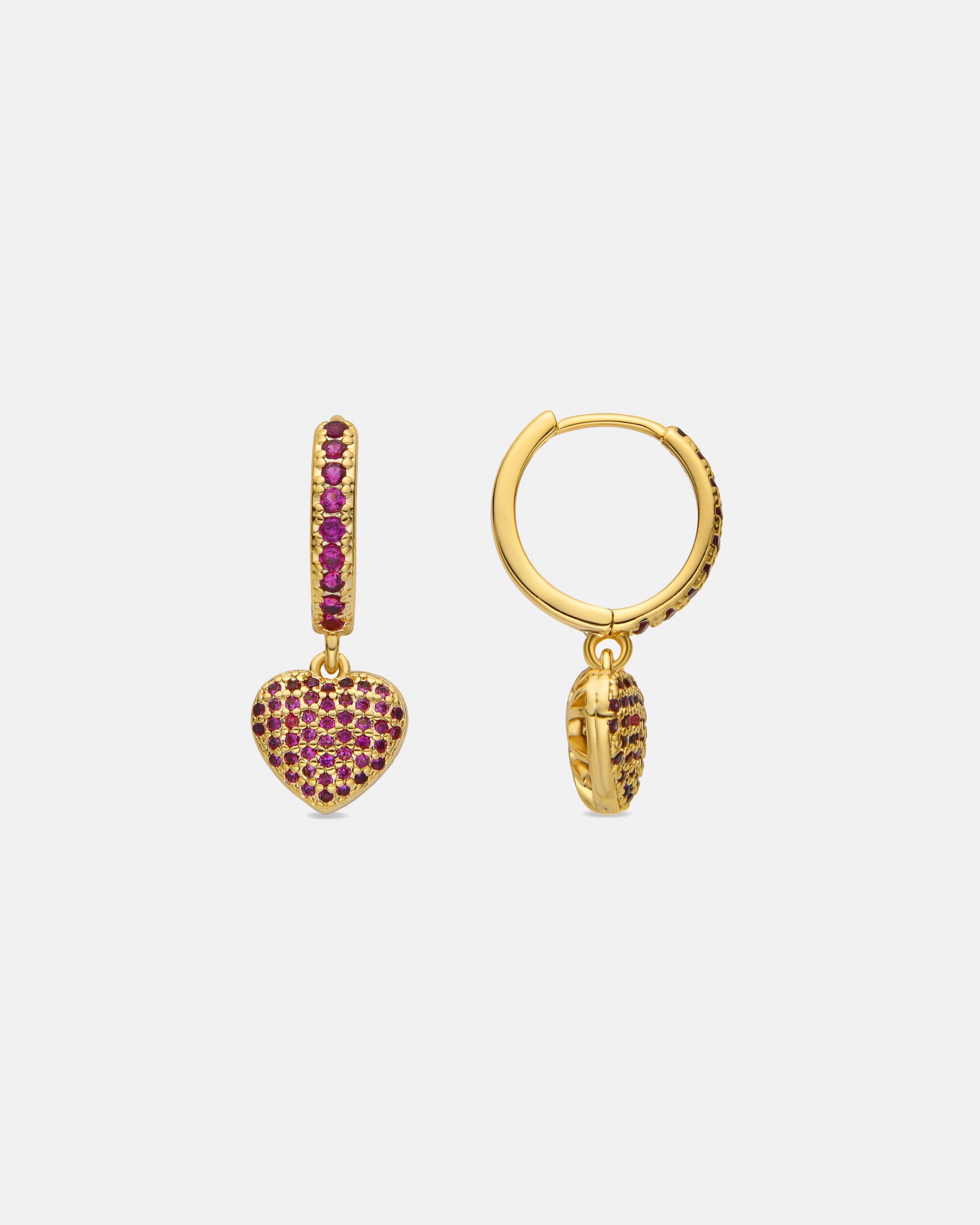Brincos Basic Acabados em Ouro Amarelo de 18 Quilates com Zirconita Rubi Ouro-1
