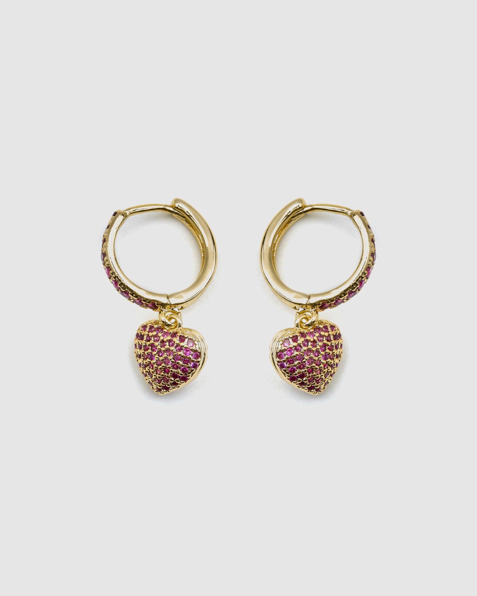 Brincos Basic Acabados em Ouro Amarelo de 18 Quilates com Zirconita Rubi Ouro-2