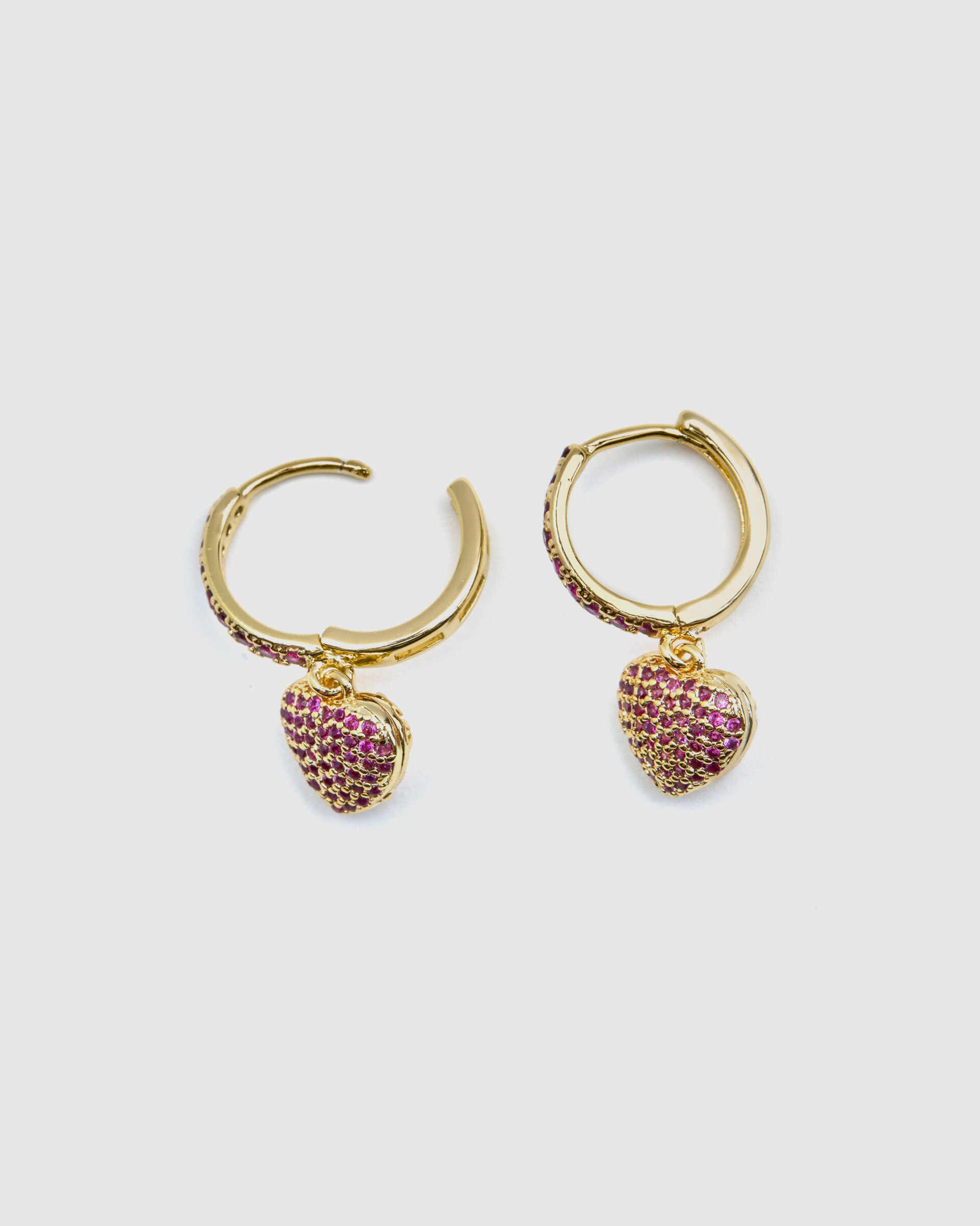Brincos Basic Acabados em Ouro Amarelo de 18 Quilates com Zirconita Rubi Ouro-3