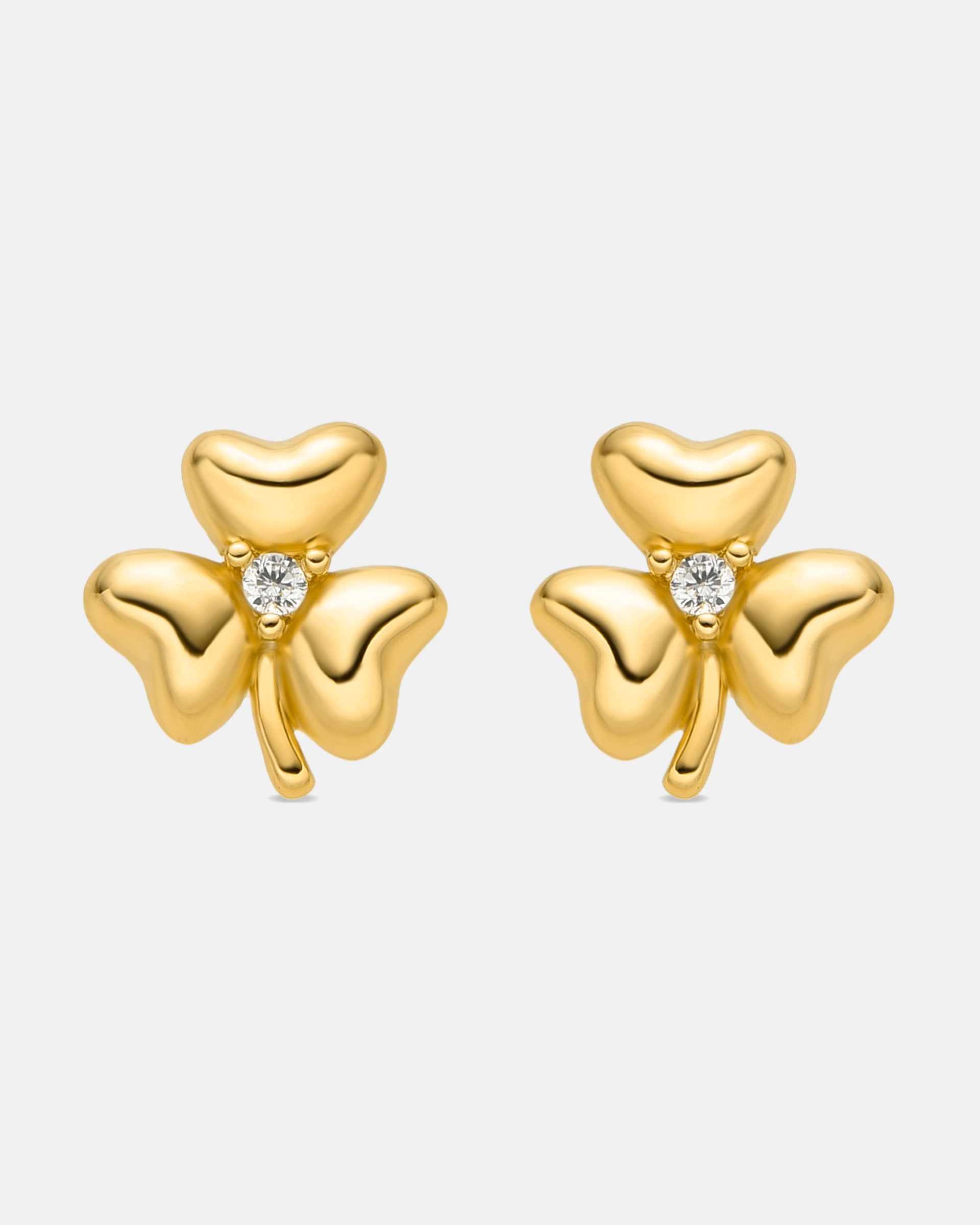 Brincos Basic Acabados em Ouro Amarelo de 18 Quilates com Zirconita Brilhante Ouro-1