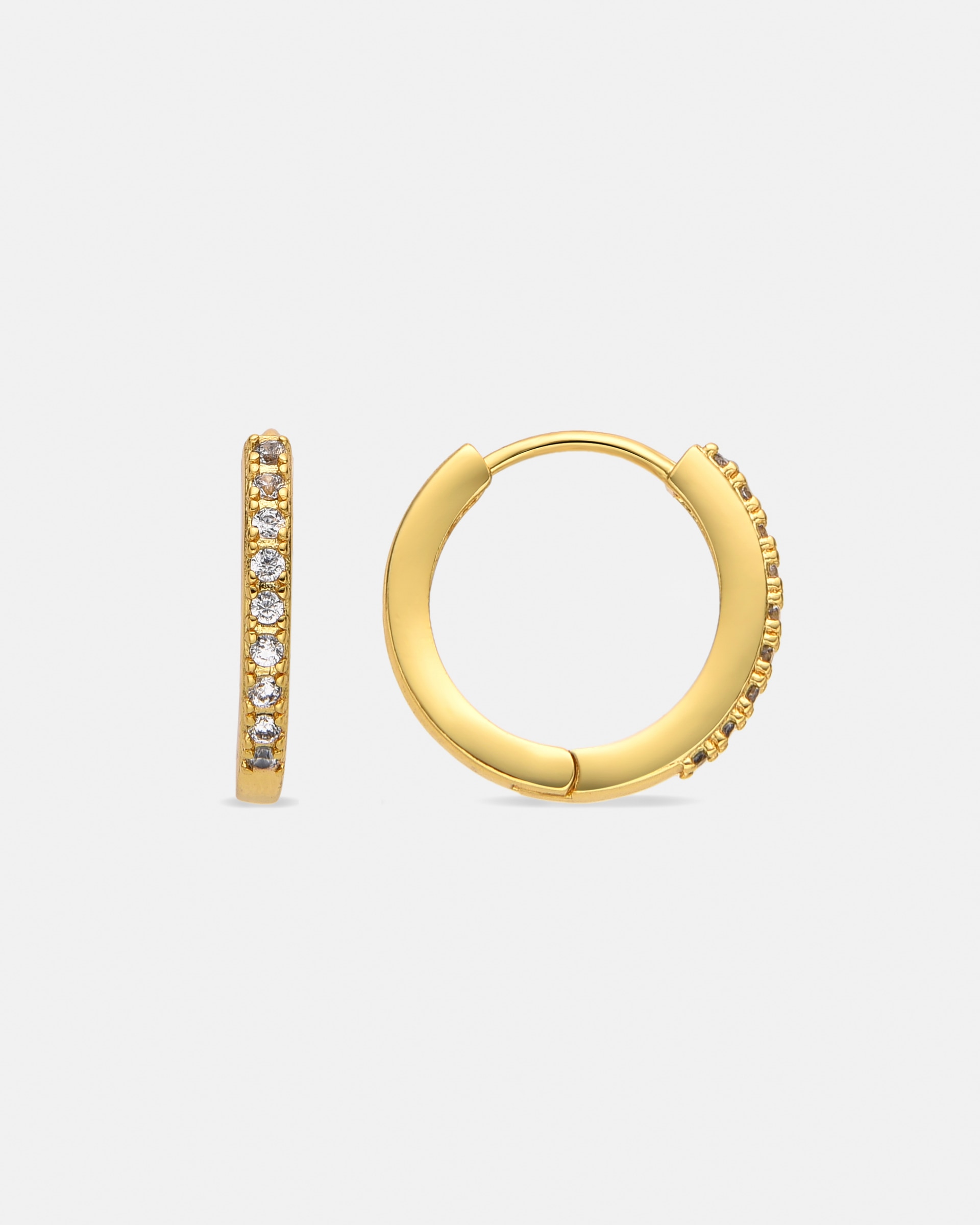 Brincos Basic Acabados em Ouro Amarelo de 18 Quilates com Zirconita Brilhante Ouro-1