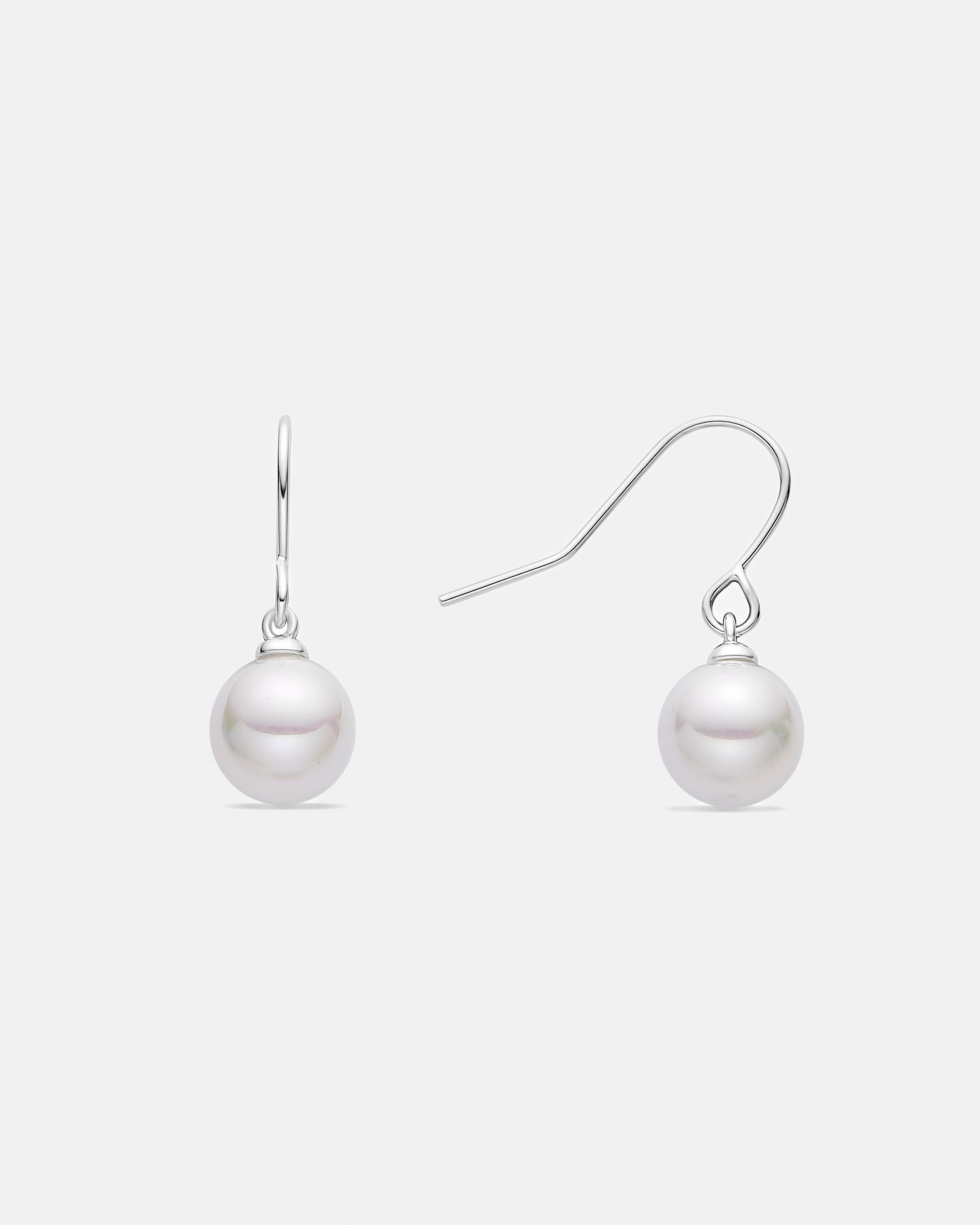 Imagem 0 de Brincos Basic com Acabamentos em Ródio e Pérola Branca