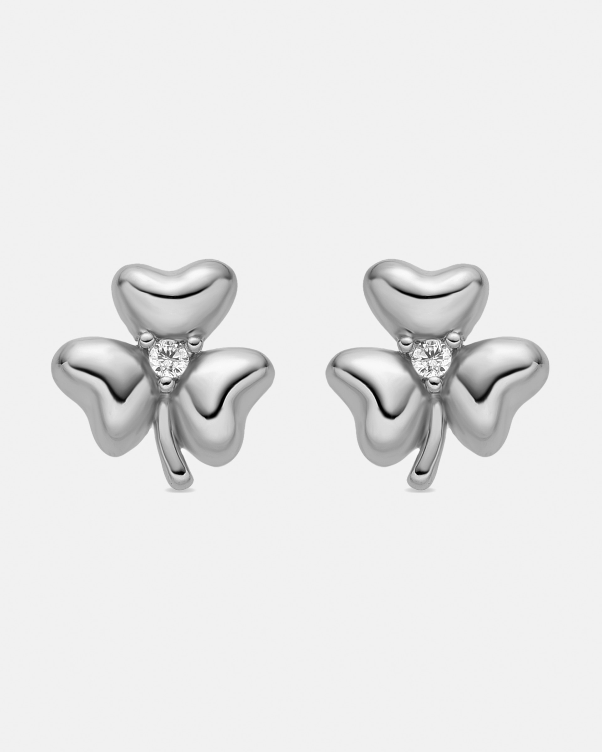 Brincos Basic Acabados em Ródio com Zirconita Brilhante Prata-1