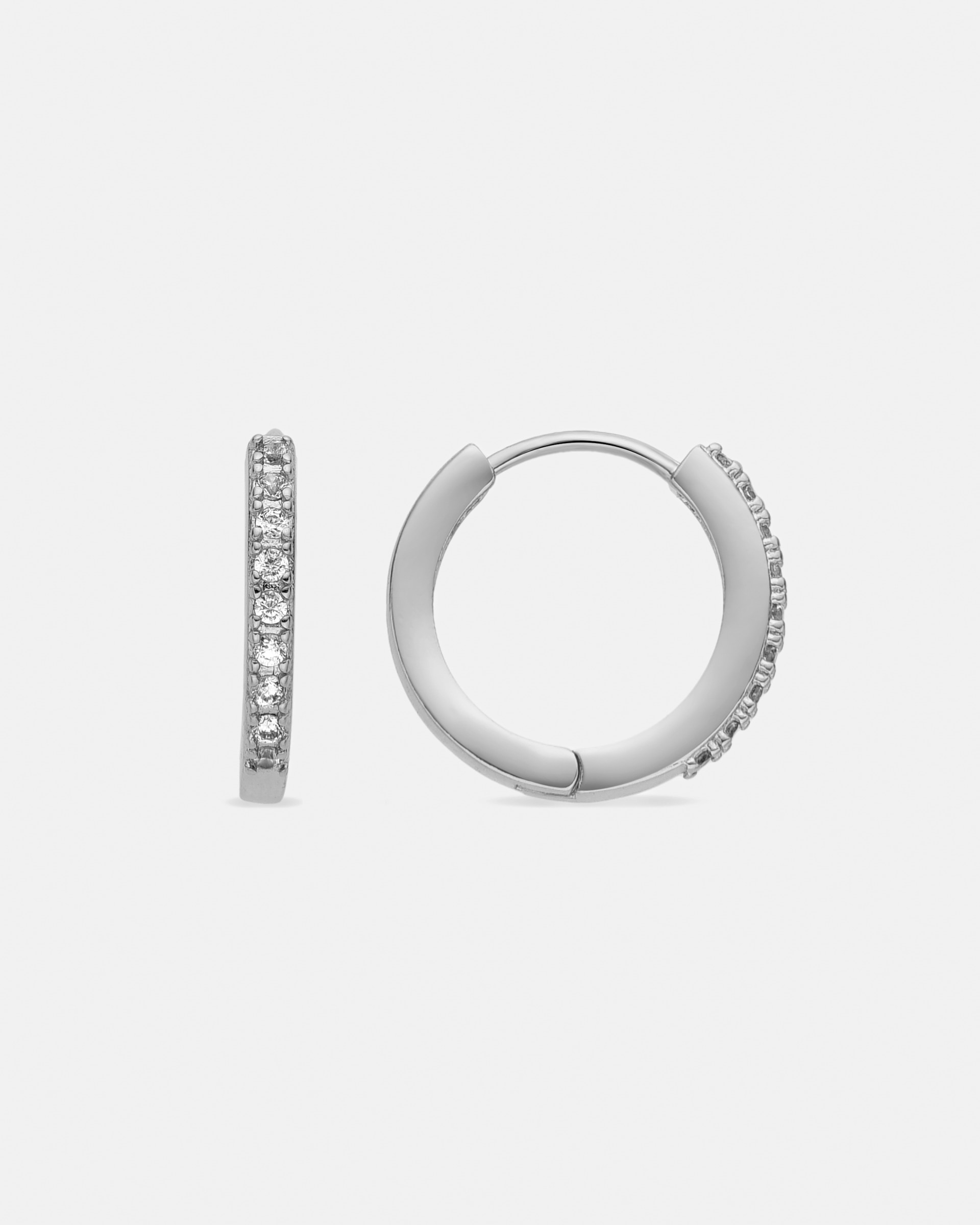 Brincos de Argola Basic Acabados em Ródio com Zirconita Brilhante Ouro / Prata-1