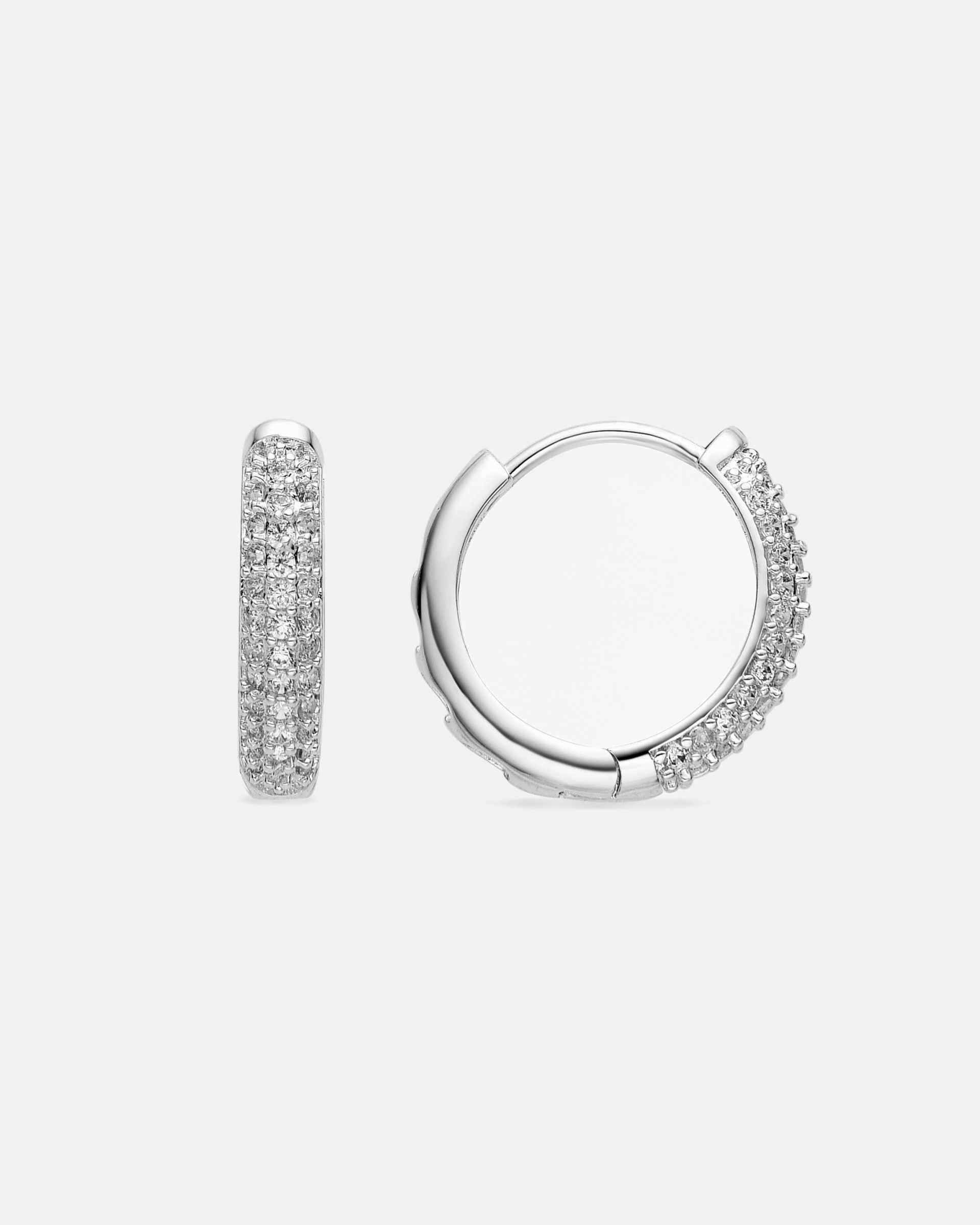 Brincos Basic Acabados em Ródio com Zirconita Brilhante Prata brilhante / Transparente-1