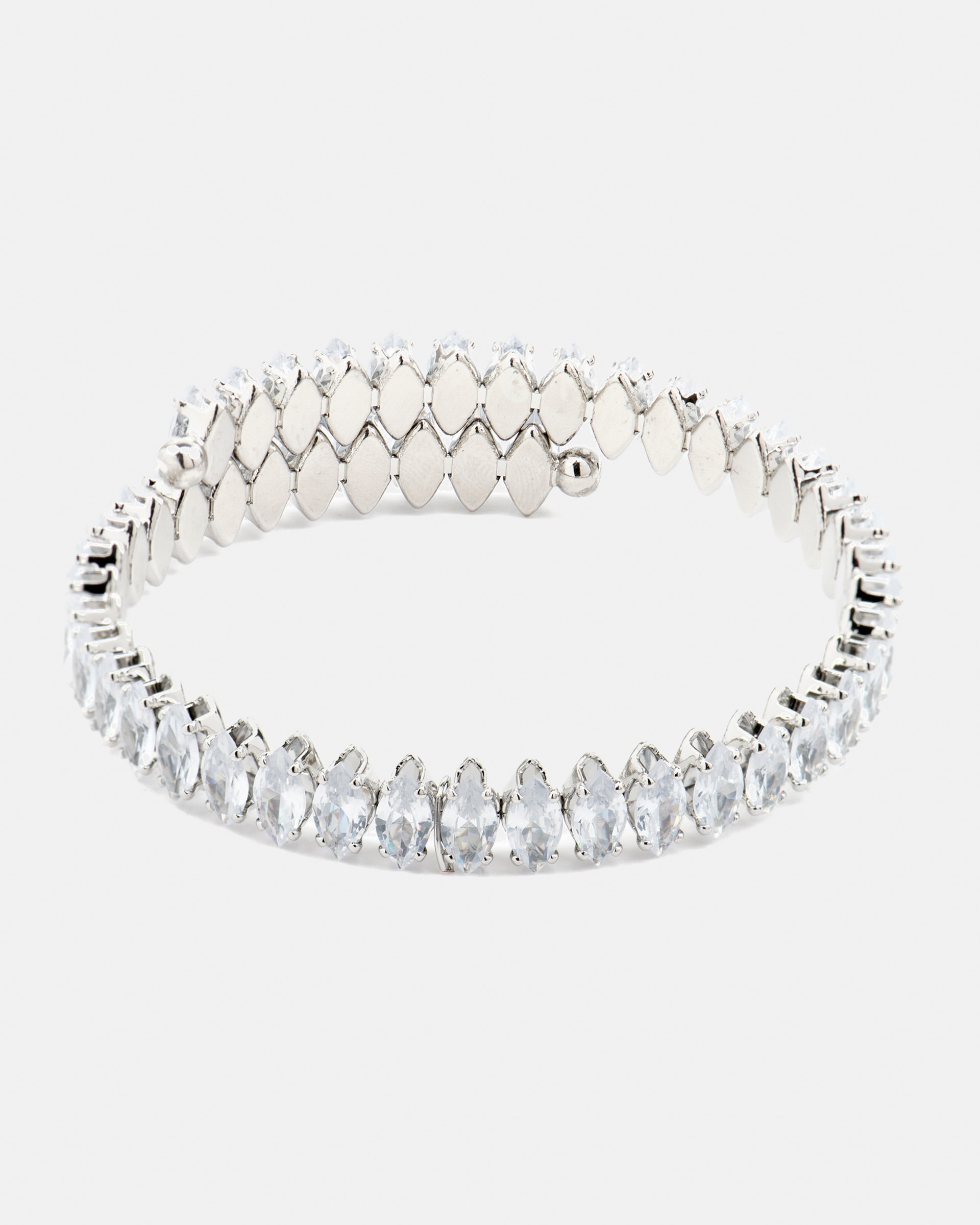 Pulseira de Elos África Acabada em Ródio com Zirconita Brilhante Prata brilhante / Transparente-1