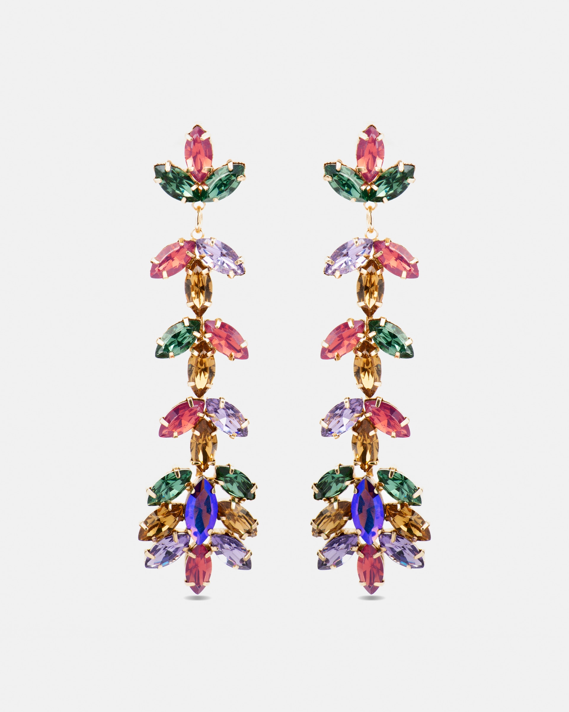 Brincos África Acabados em Ouro Amarelo de 18 Quilates com Cristal Multicolor Ouro-1