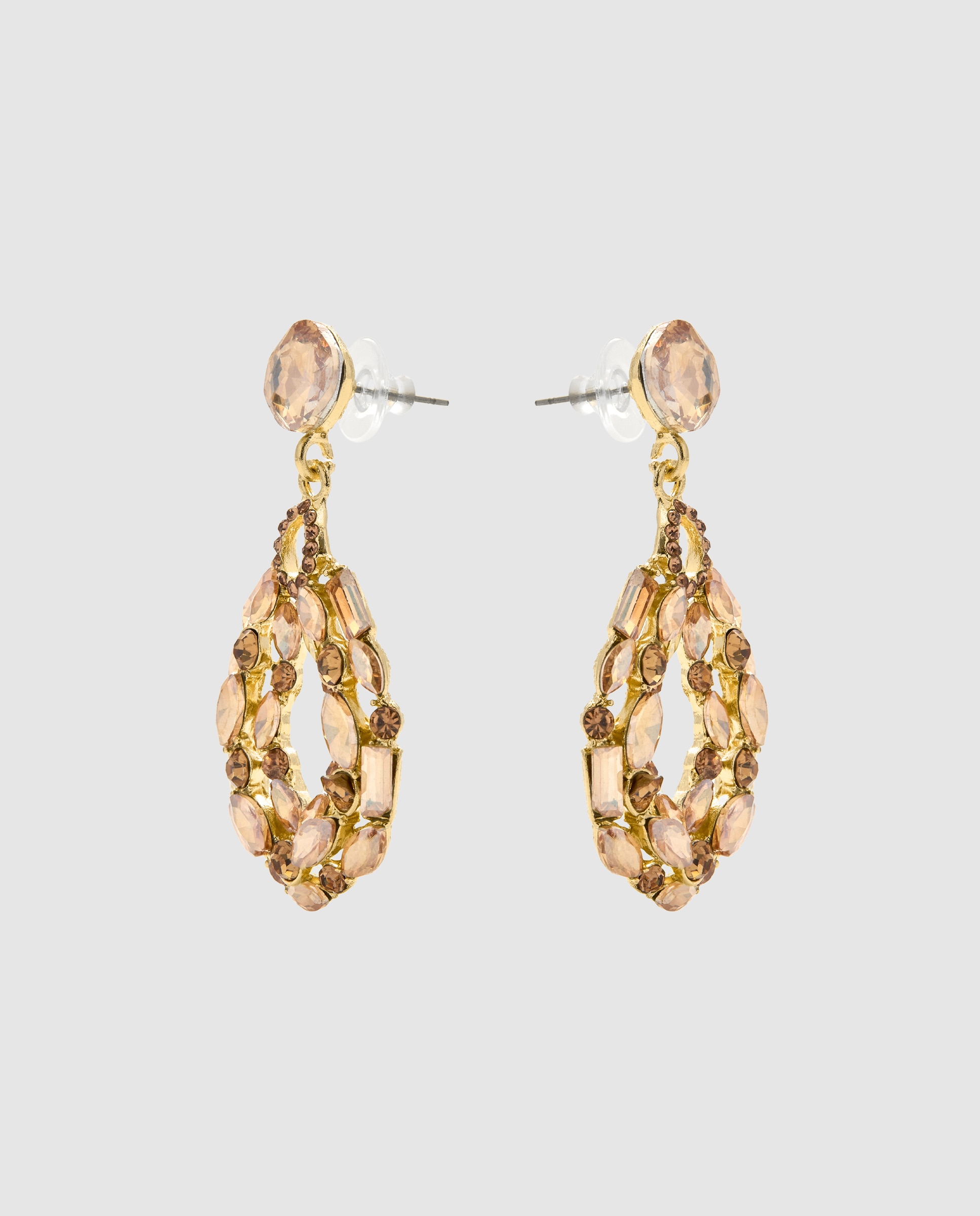 Brincos África Acabados em Ouro Amarelo de 18 Quilates com Cristal Multicolor Ouro-3