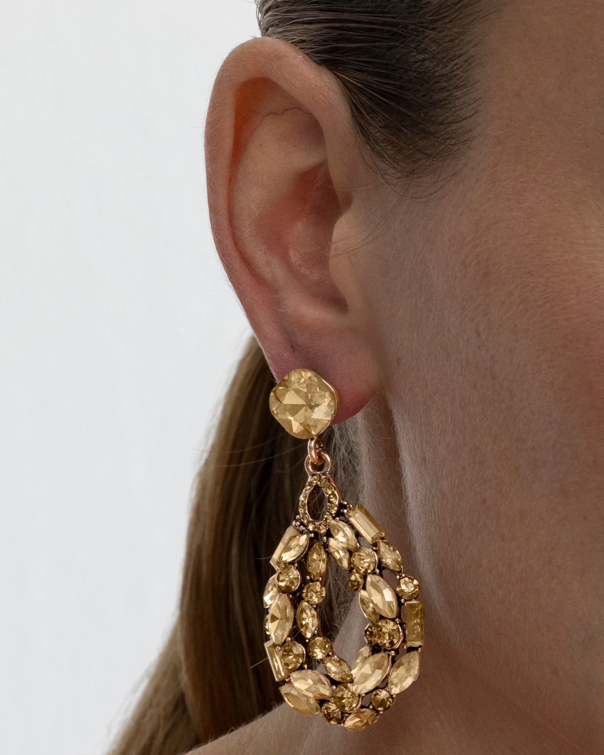 Brincos África Acabados em Ouro Amarelo de 18 Quilates com Cristal Multicolor Ouro-4