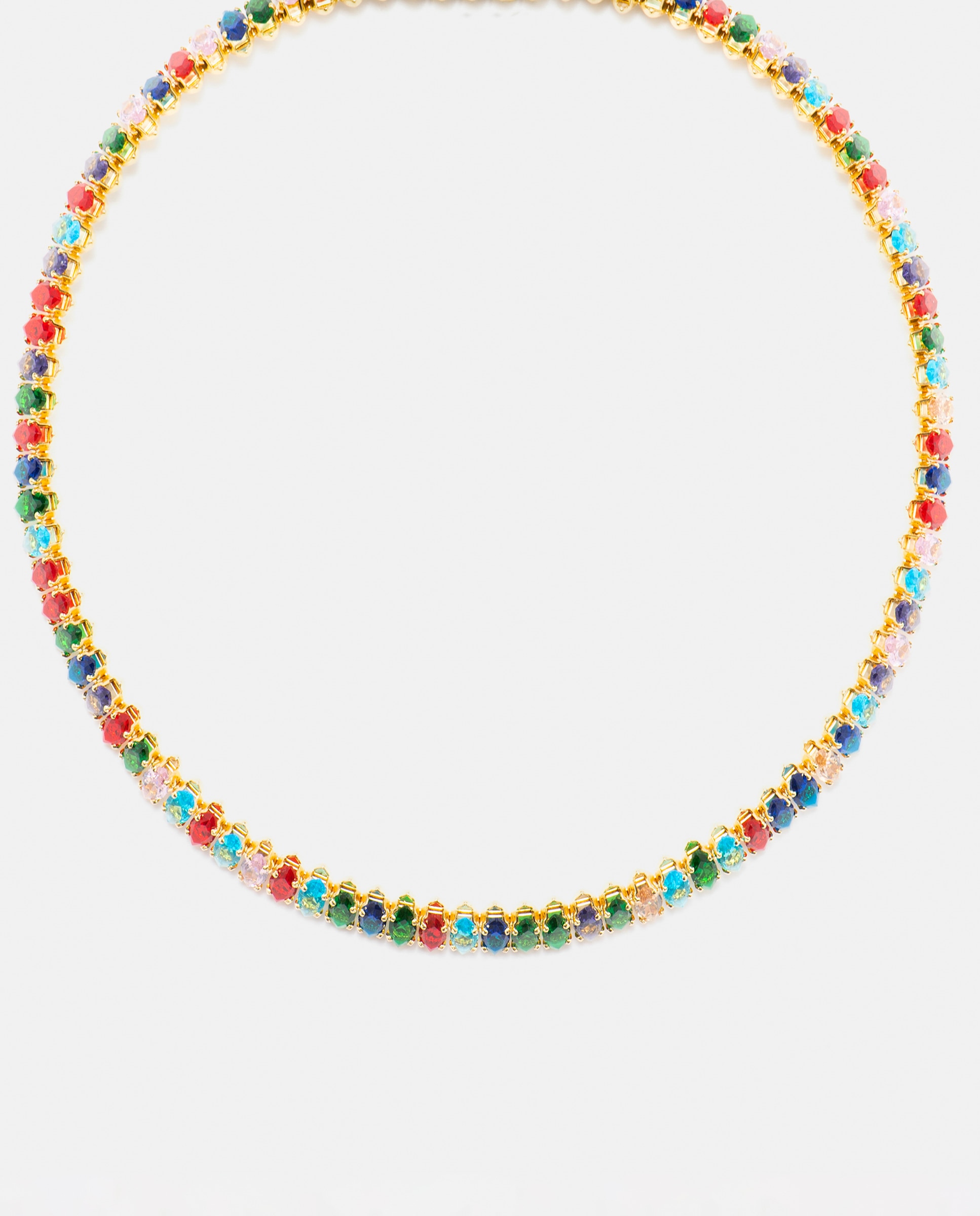 Colar África Acabado em Ouro Amarelo de 18 Quilates com Cristal Multicolor Ouro-1