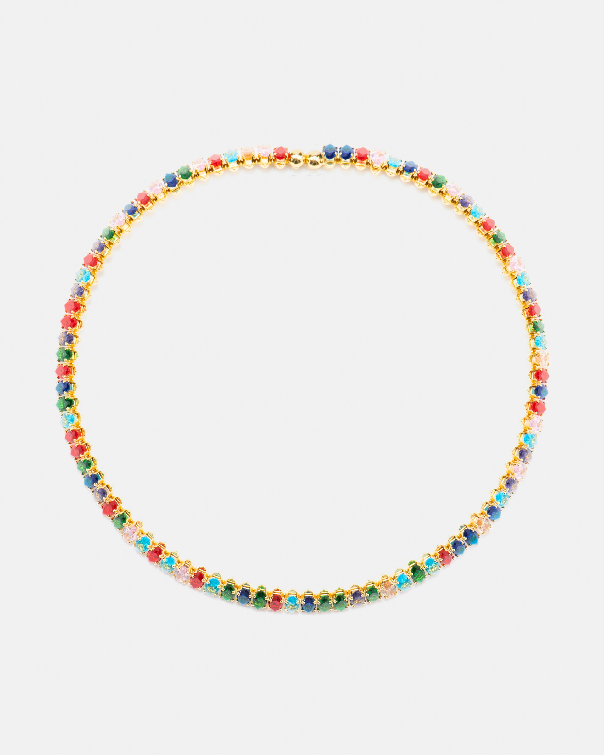 Colar África Acabado em Ouro Amarelo de 18 Quilates com Cristal Multicolor Ouro-3