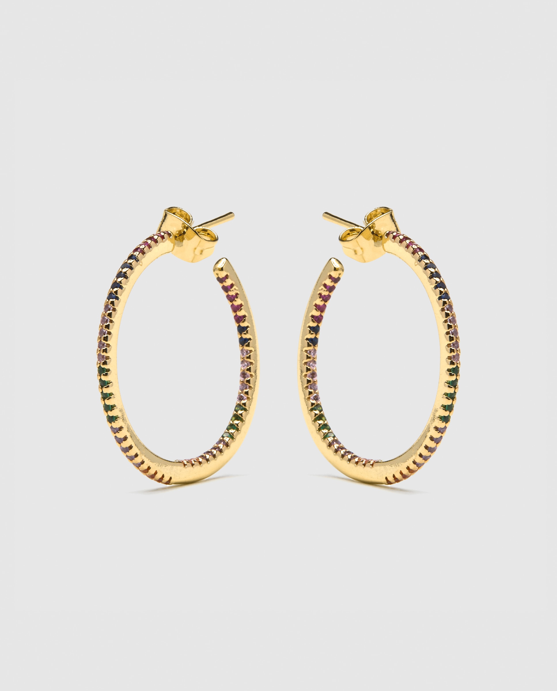 Brincos de Argola África com Acabamento em Ouro Amarelo de 18 Quilates e Zirconita Brilhante Ouro-3