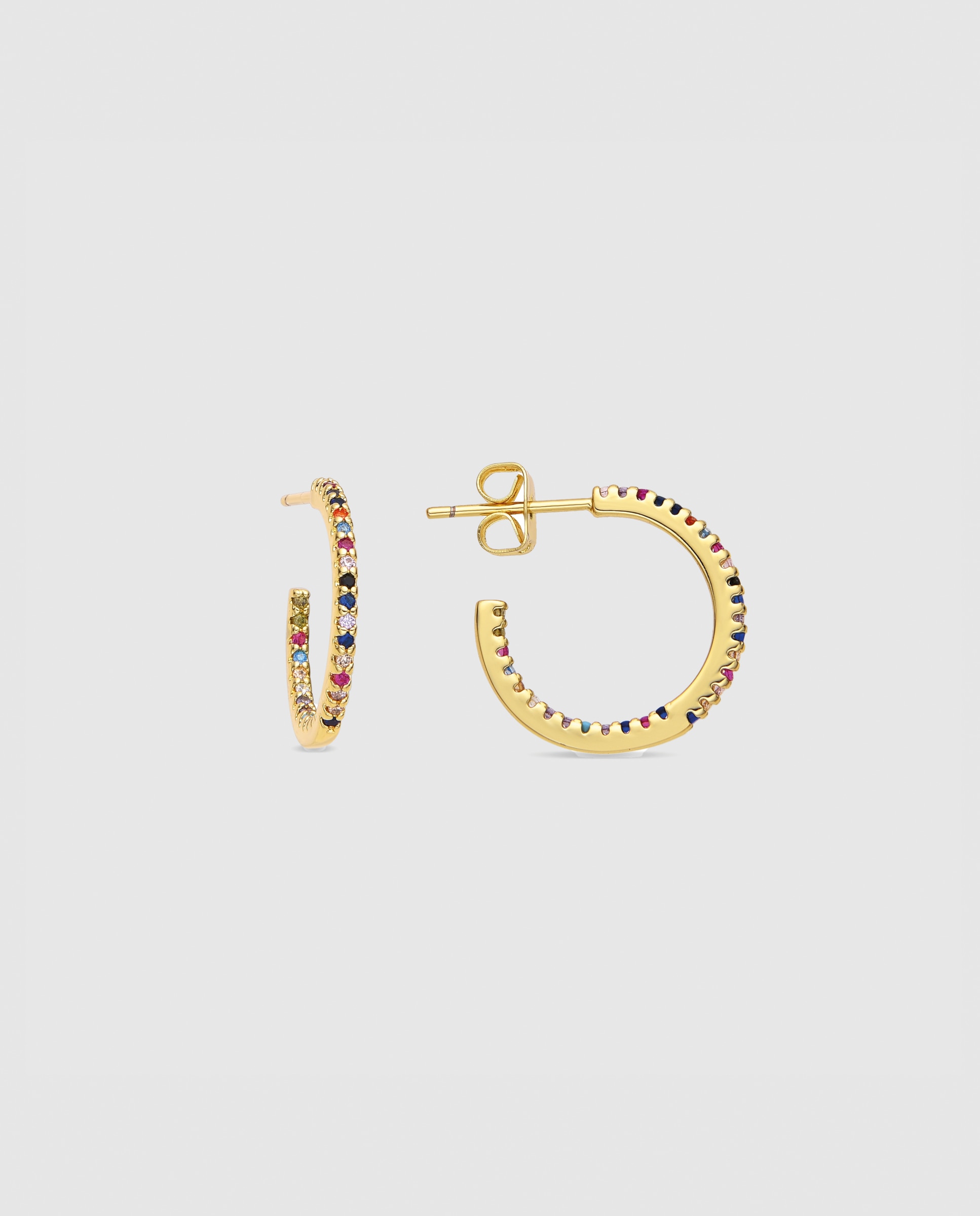 Brincos de Aro África Acabados em Ouro Amarelo de 18 Quilates com Zirconita Multicolor Ouro-1