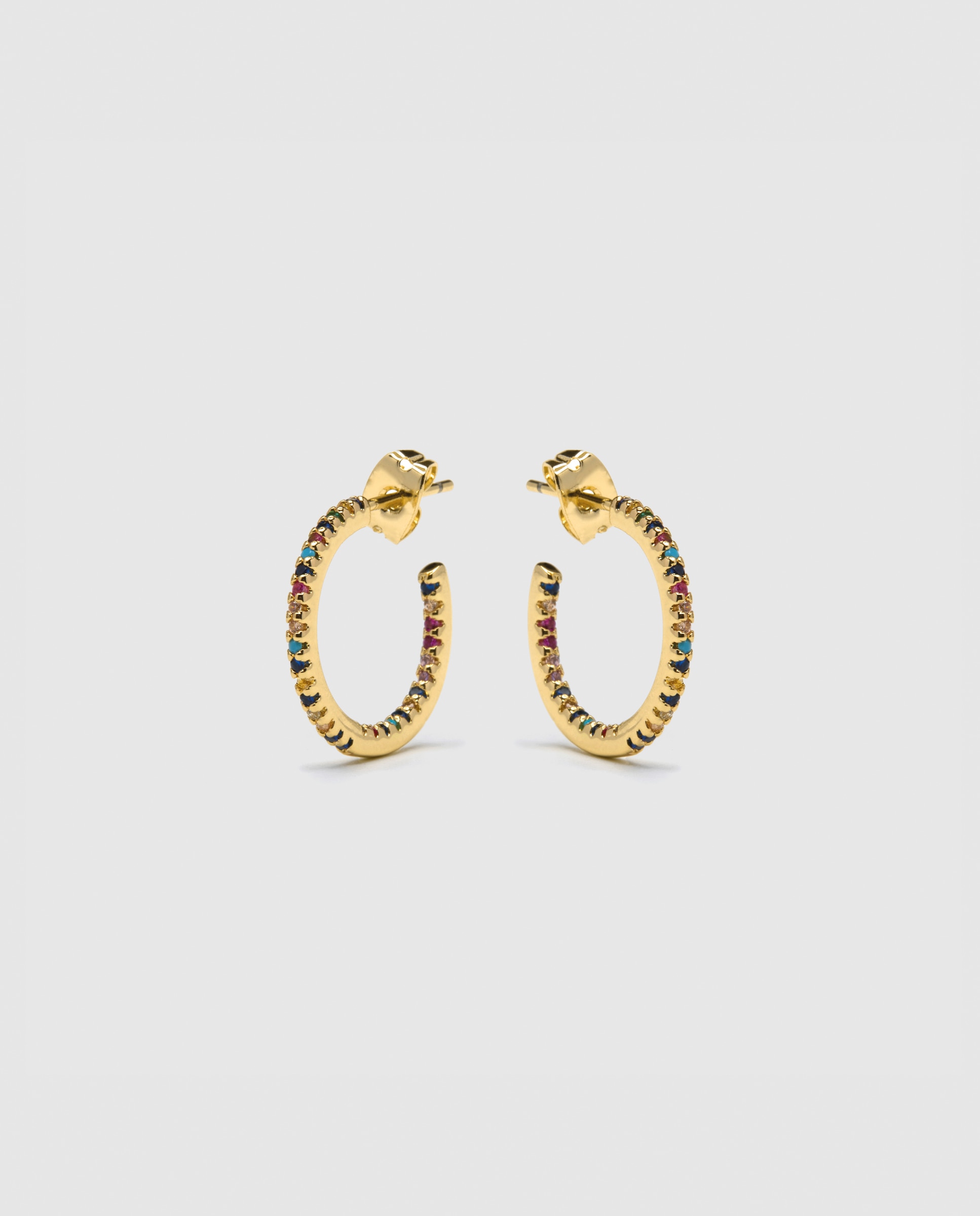 Brincos de Aro África Acabados em Ouro Amarelo de 18 Quilates com Zirconita Multicolor Ouro-4