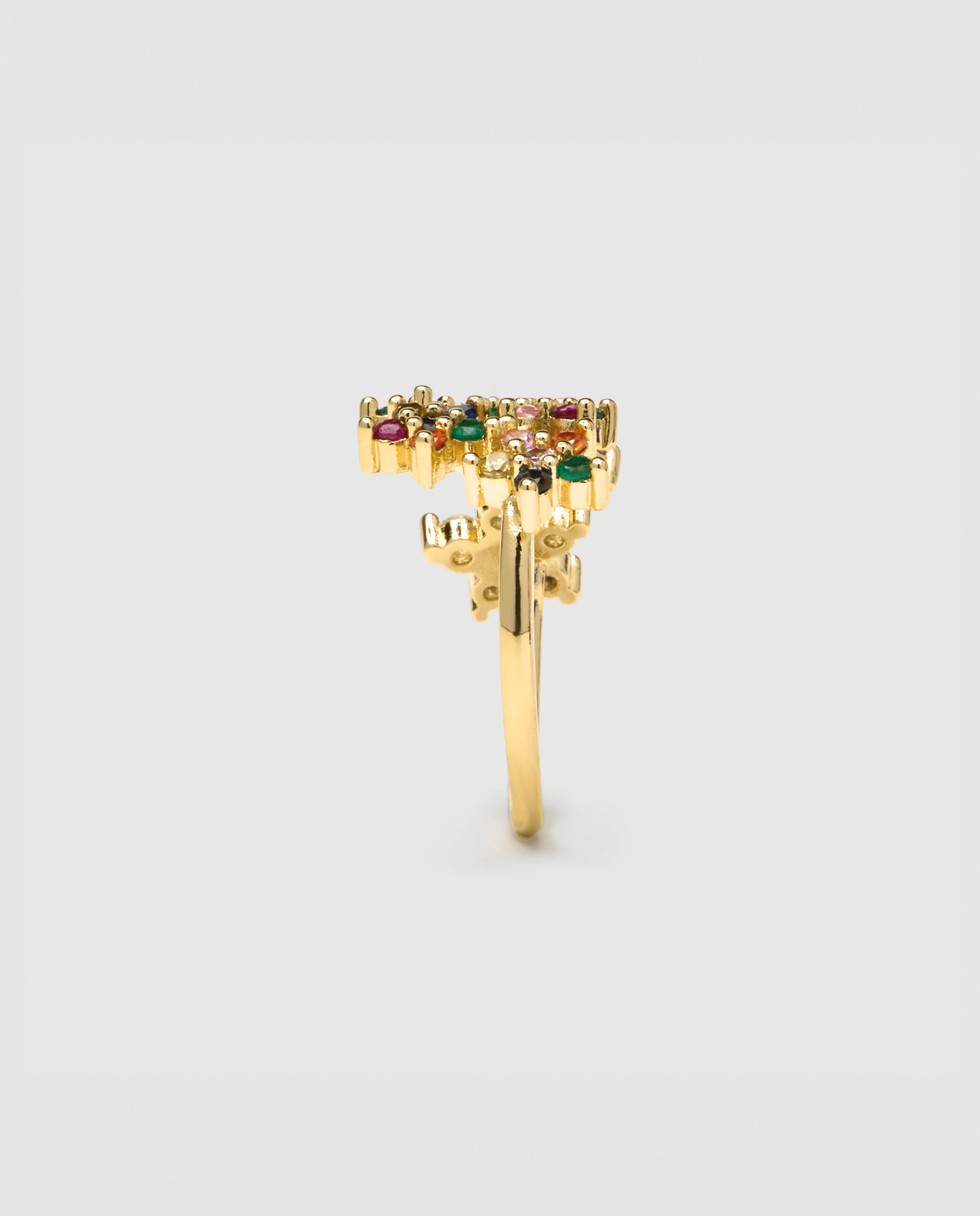 Anel Ajustável África com Acabamento em Ouro Amarelo de 18 Quilates e Zirconita Multicolor Ouro-3