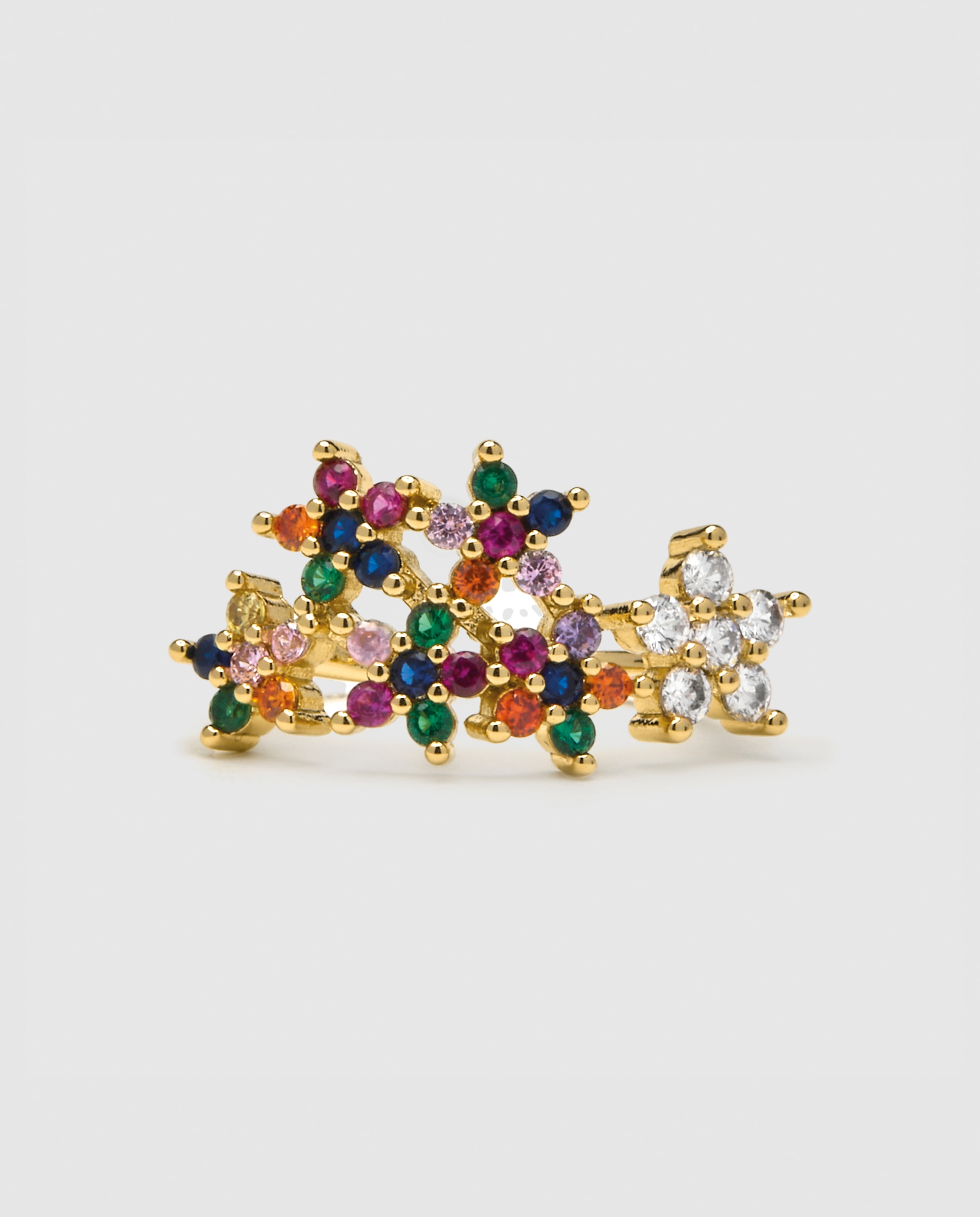 Anel Ajustável África com Acabamento em Ouro Amarelo de 18 Quilates e Zirconita Multicolor Ouro-6