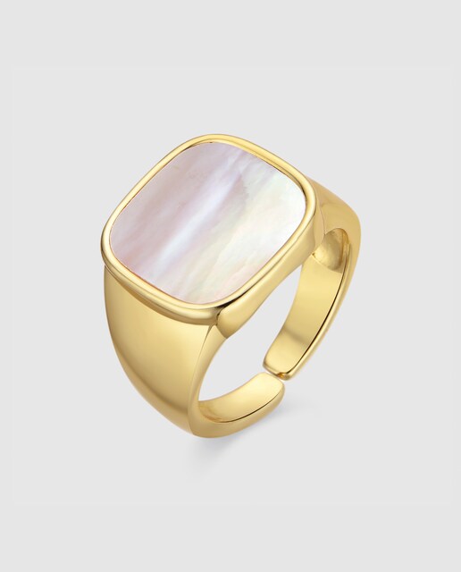 Imagem 0 de Anel África Acabado em Ouro Amarelo de 18k com Madrepérola Branca