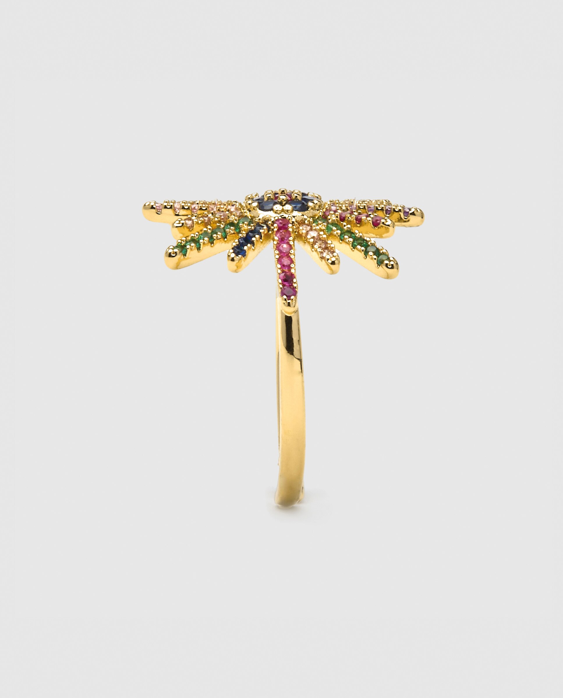 Anel Ajustável África com Acabamento em Ouro Amarelo de 18 Quilates e Zirconita Multicolor Ouro-3