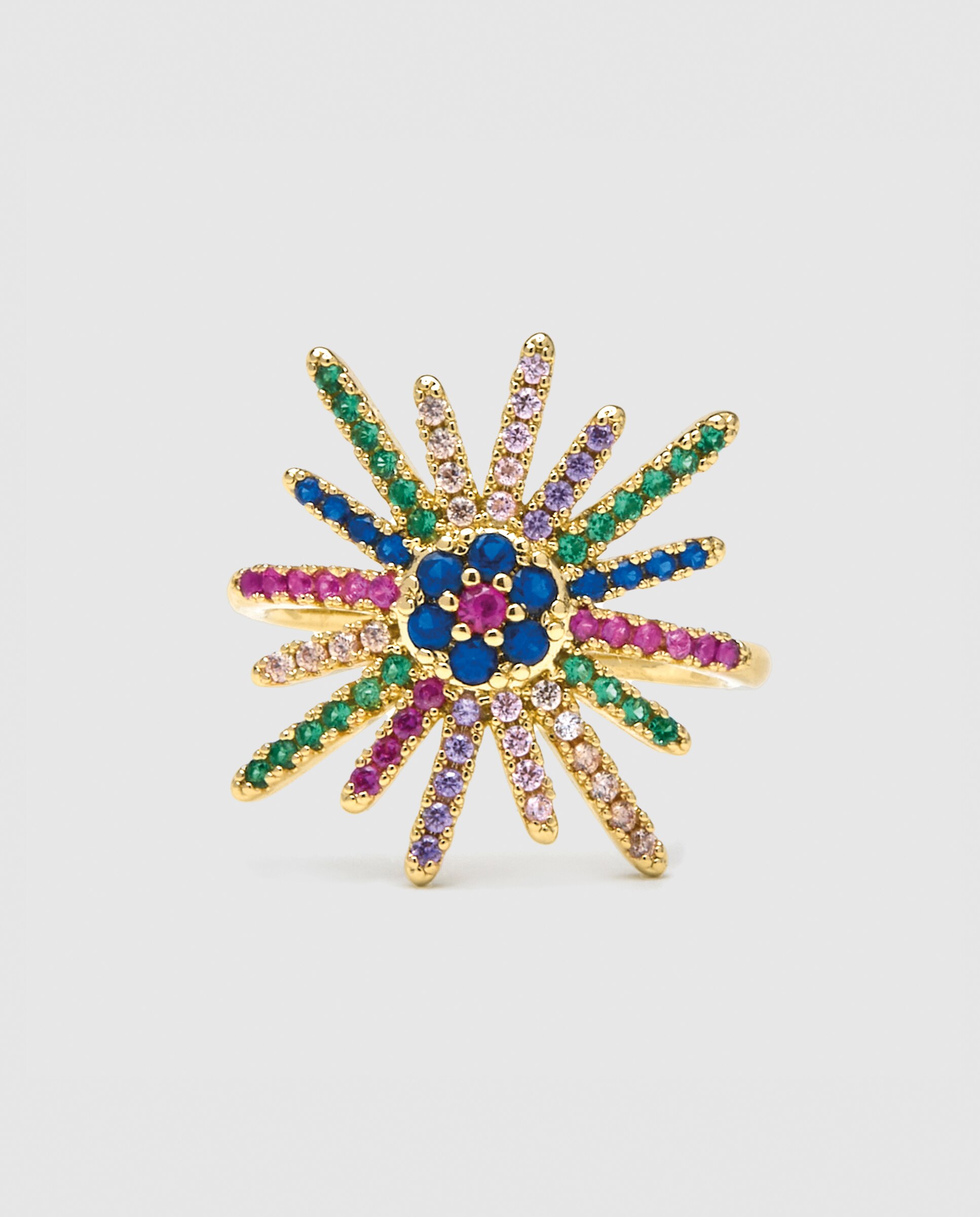 Anel Ajustável África com Acabamento em Ouro Amarelo de 18 Quilates e Zirconita Multicolor Ouro-4