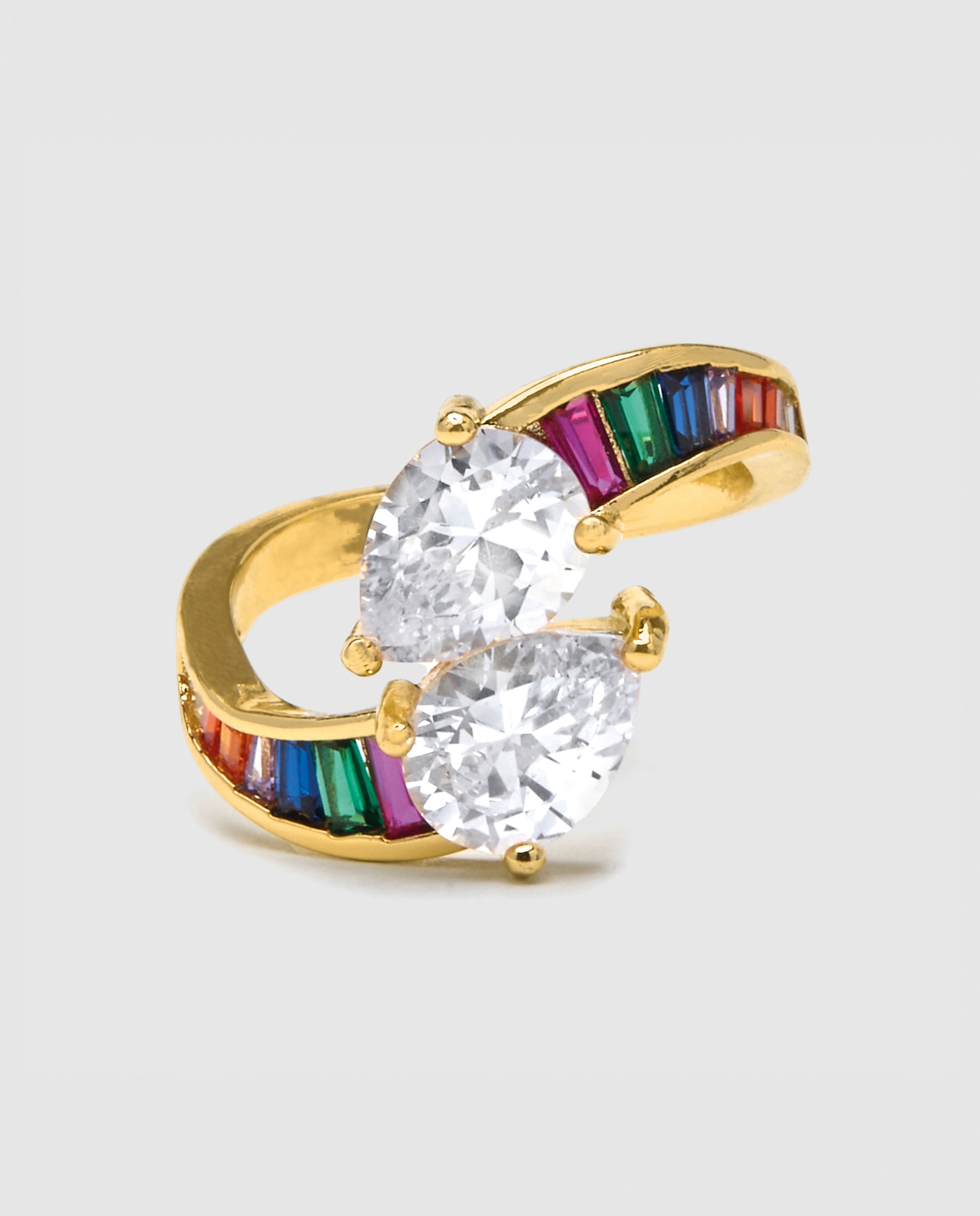 Anel Ajustável África com Acabamento em Ouro Amarelo de 18 Quilates e Zirconita Brilhante Ouro-6