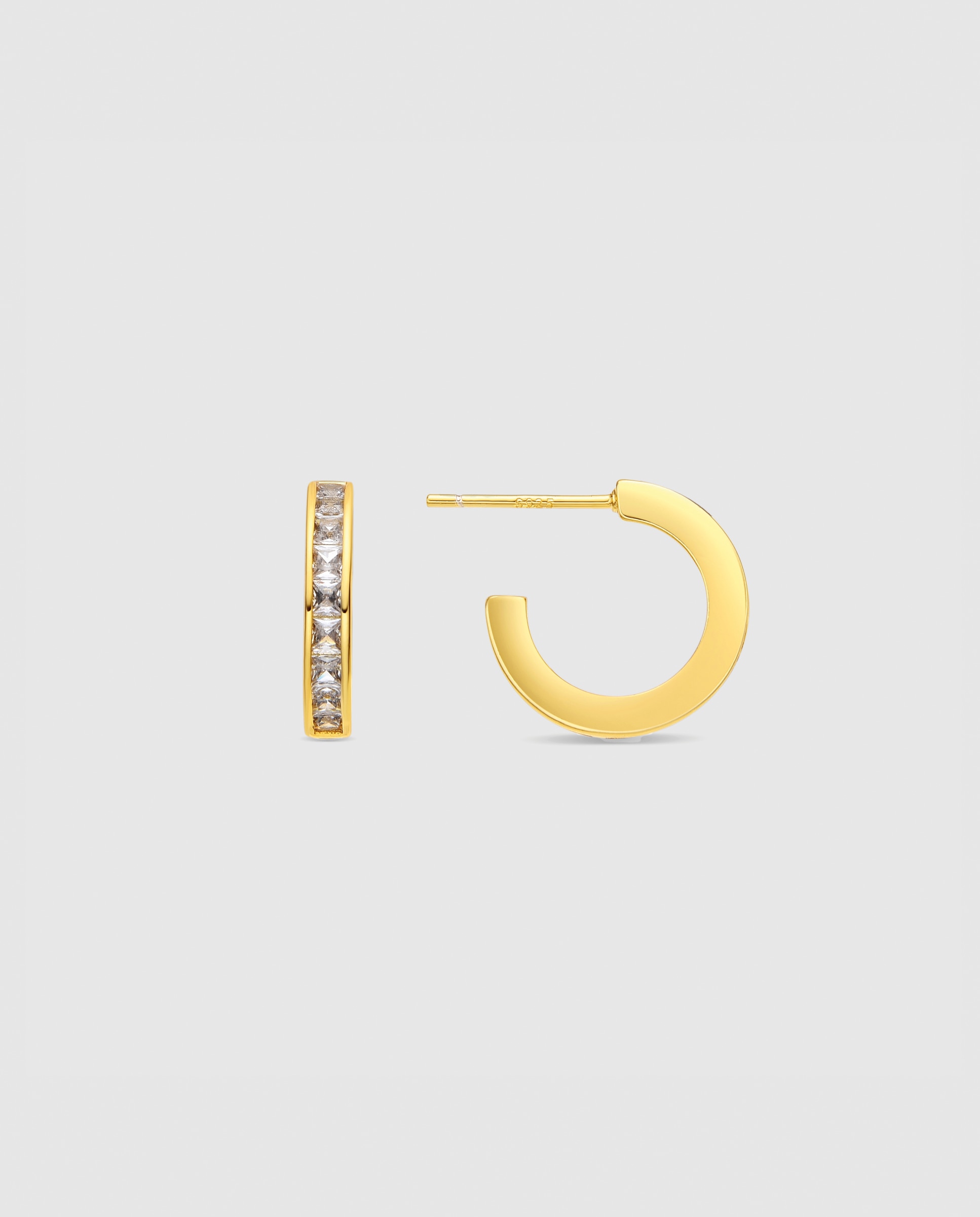 Brincos de Aro Essential África Acabados em Ouro Amarelo de 18 Quilates com Zirconita Brilhante Ouro-1