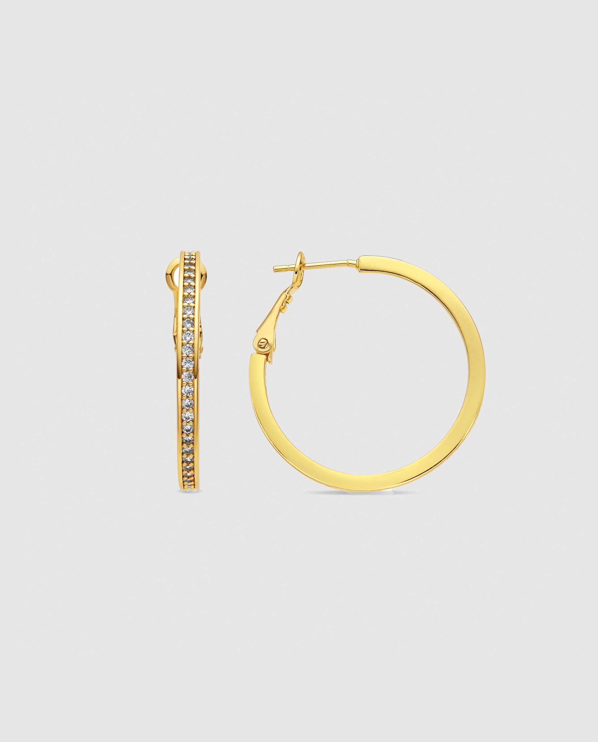 Brincos de Aro Essential África Acabados em Ouro Amarelo de 18 Quilates com Zirconita Brilhante Ouro-1