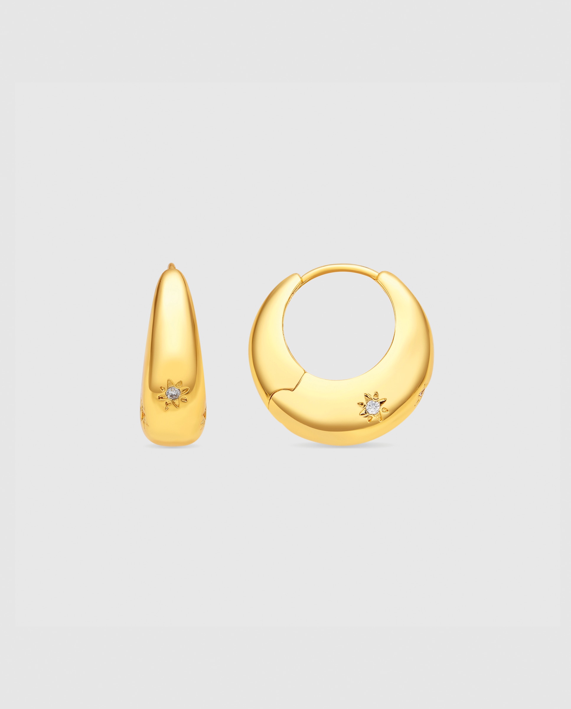 Brincos de Aro Essential África Acabados em Ouro Amarelo de 18 Quilates com Zirconita Brilhante Ouro-1