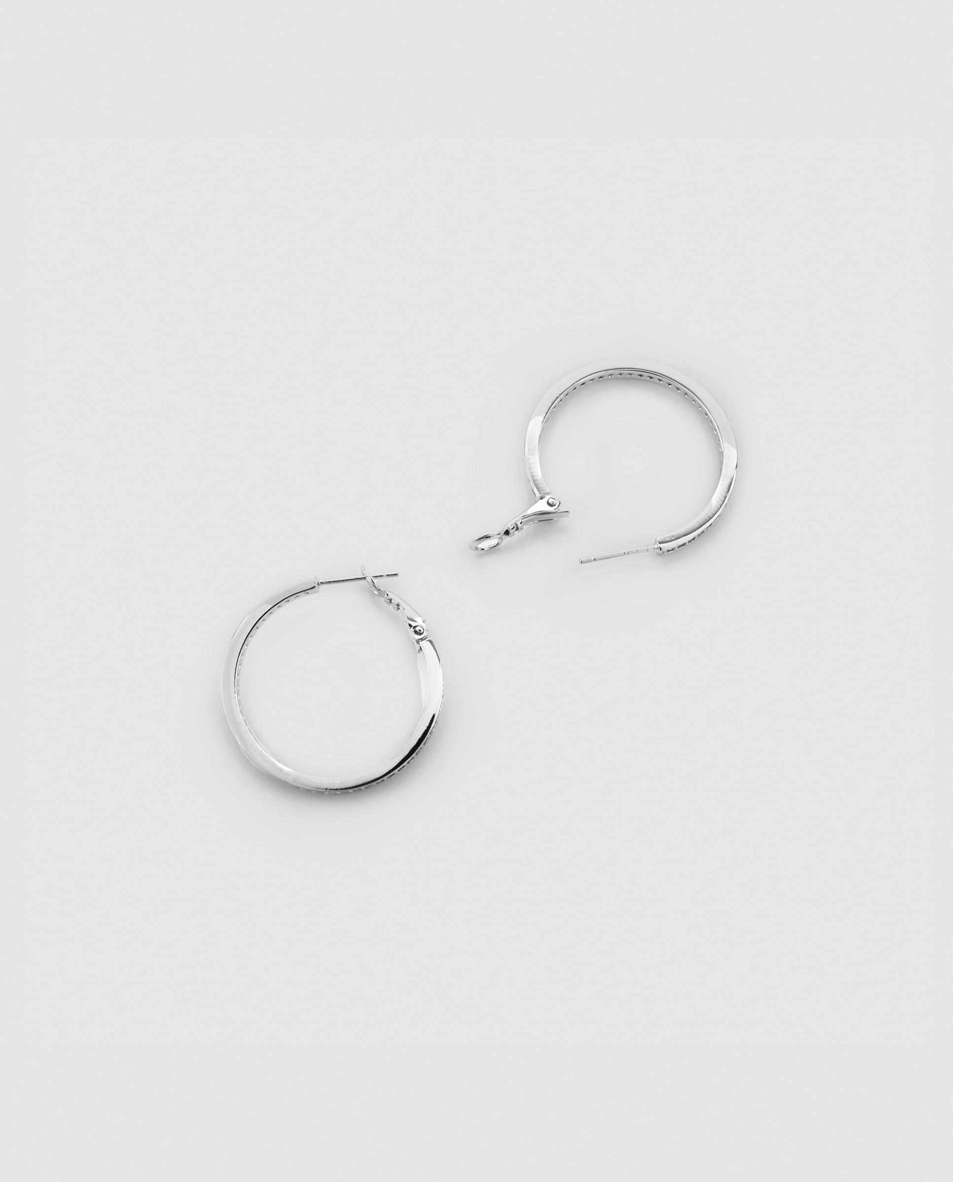 Brincos de Argola Essential África com Acabamentos em Ródio e Zirconita Brilhante Prata brilhante / Transparente-5