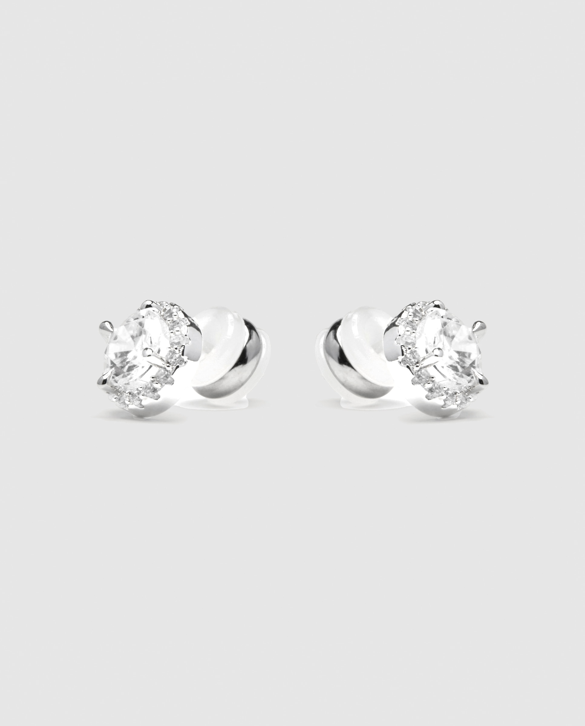 Brincos Essential África Acabados em Ródio com Zirconita Brilhante Prata brilhante / Transparente-3