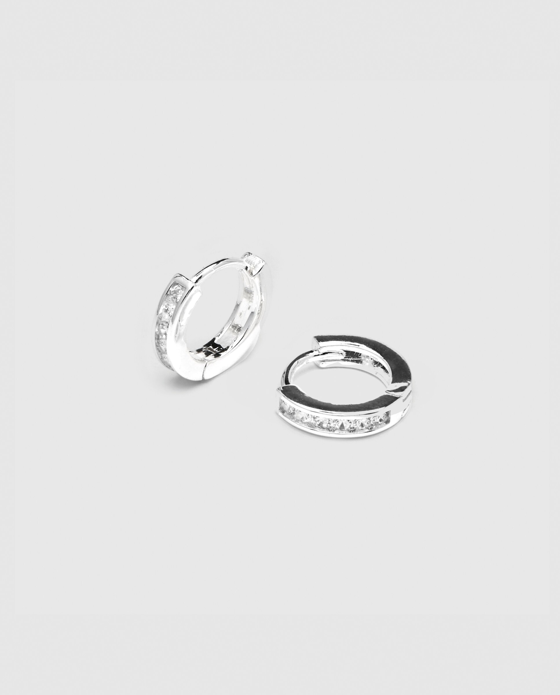 Brincos de Argola Essential África com Acabamentos em Ródio e Zirconita Brilhante Ouro / Prata-5