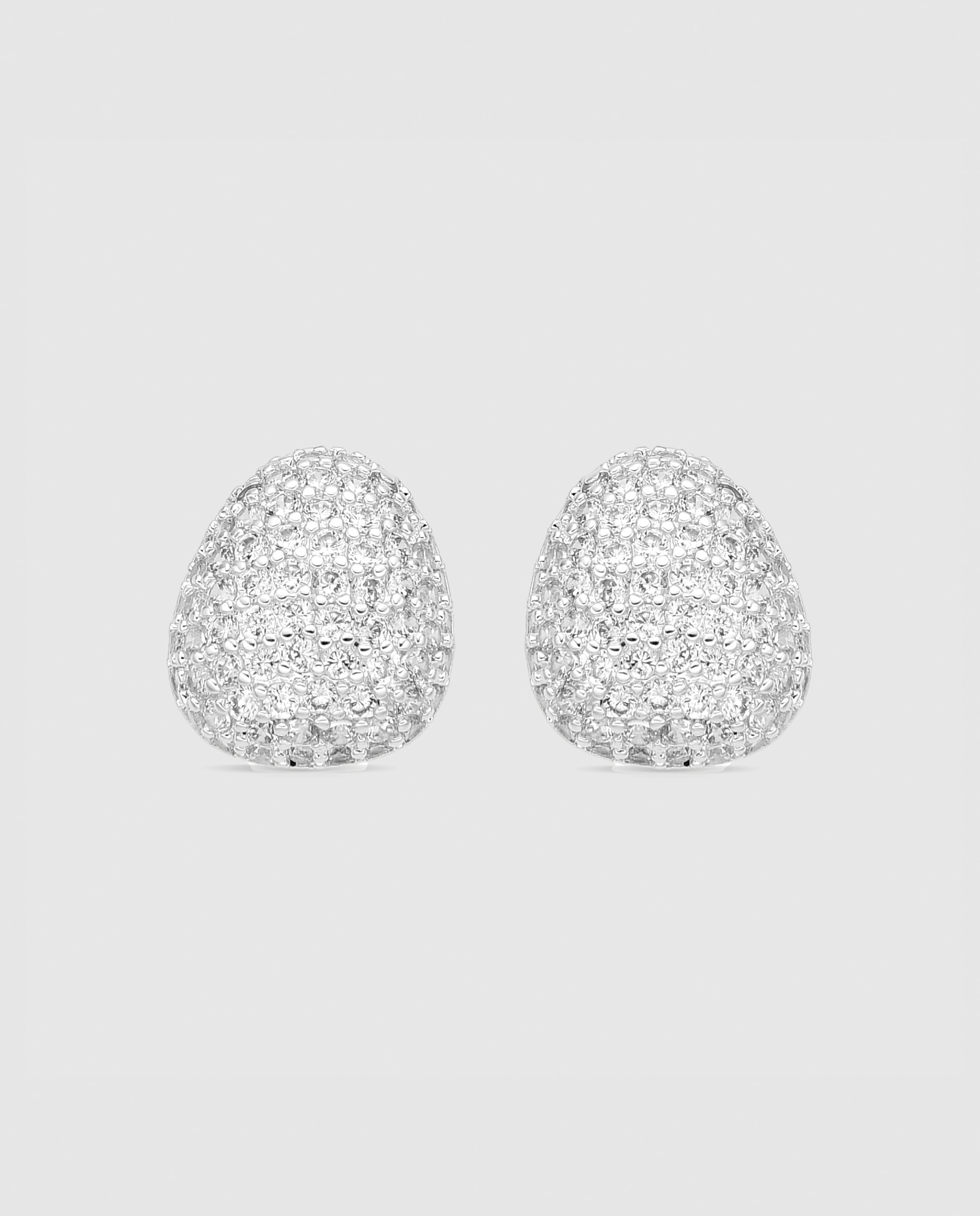Brincos de Argola Essential África com Acabamentos em Ródio e Zirconita Brilhante Prata brilhante / Transparente-1