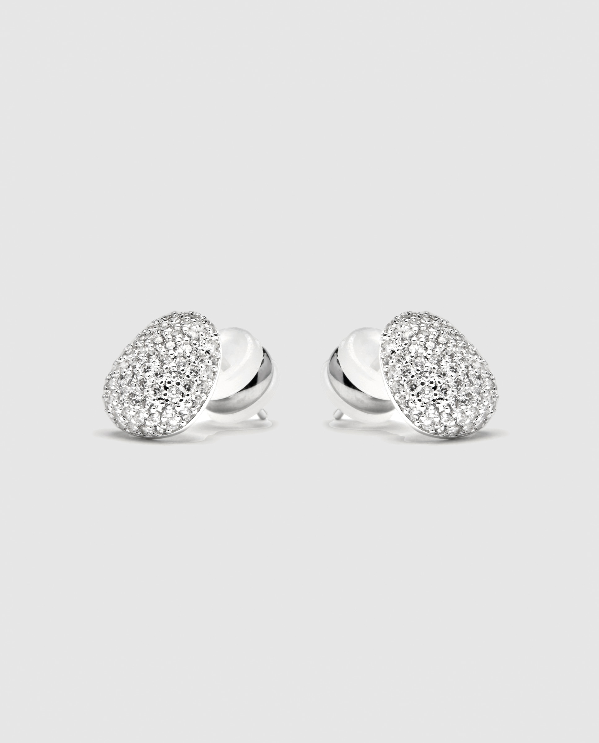 Brincos de Argola Essential África com Acabamentos em Ródio e Zirconita Brilhante Prata brilhante / Transparente-3